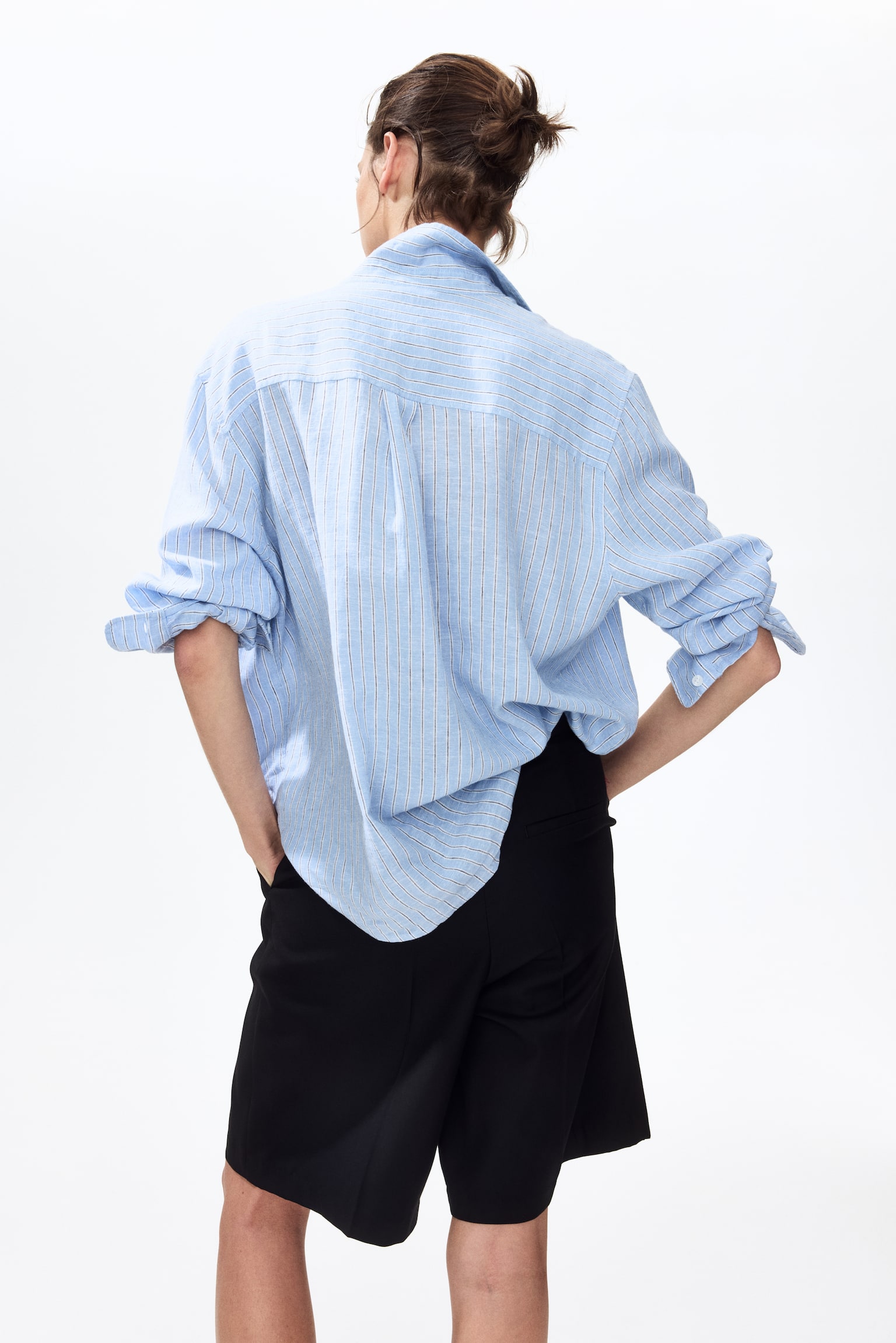 Linen-blend shirt - Light blue/Striped/Light blue/Light pink/Striped/Light purple/Black/White - 7