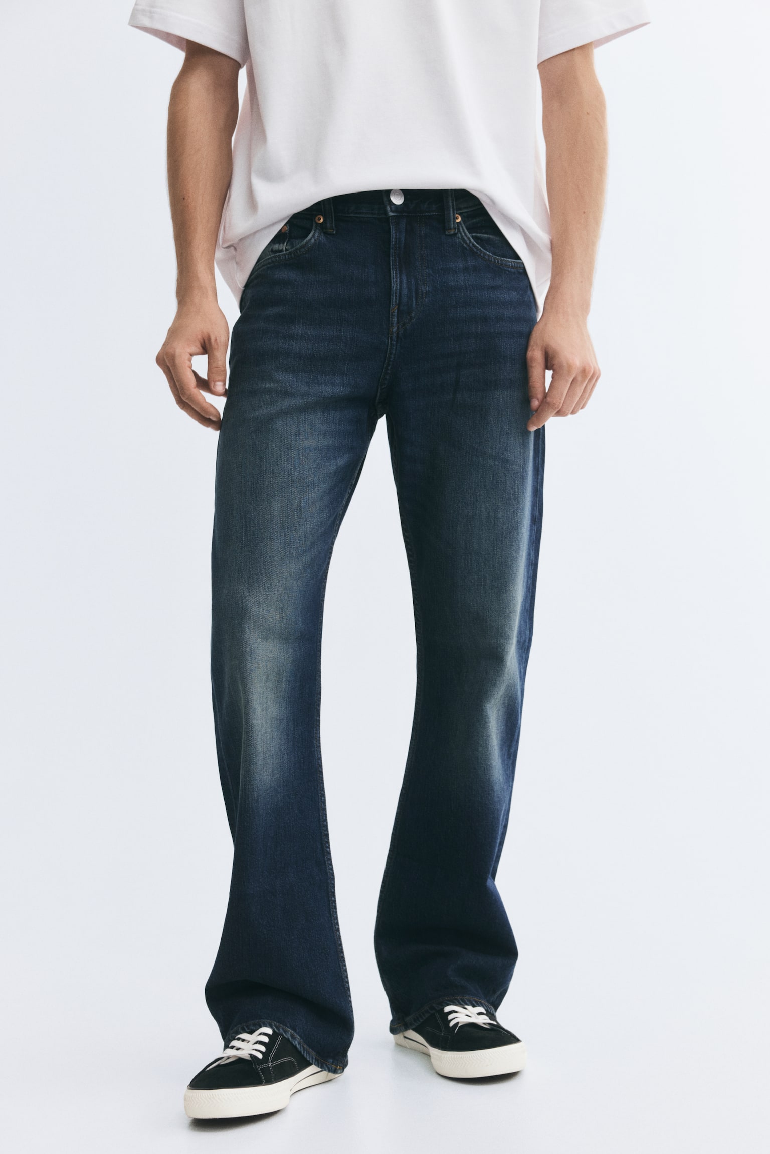 Мужские джинсы H&M Slim Bootcut, цвет: Тёмный джинсовый синий — фото 3