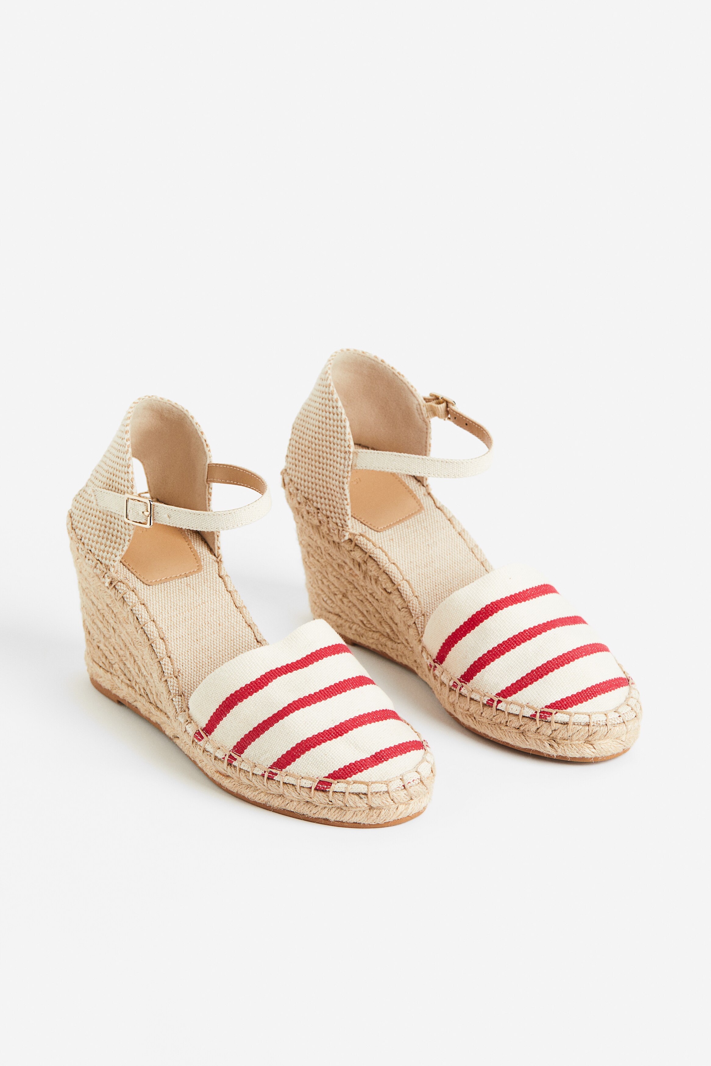 Wedge-heeled espadrilles - Red/Striped - Ladies | H\u0026M GB