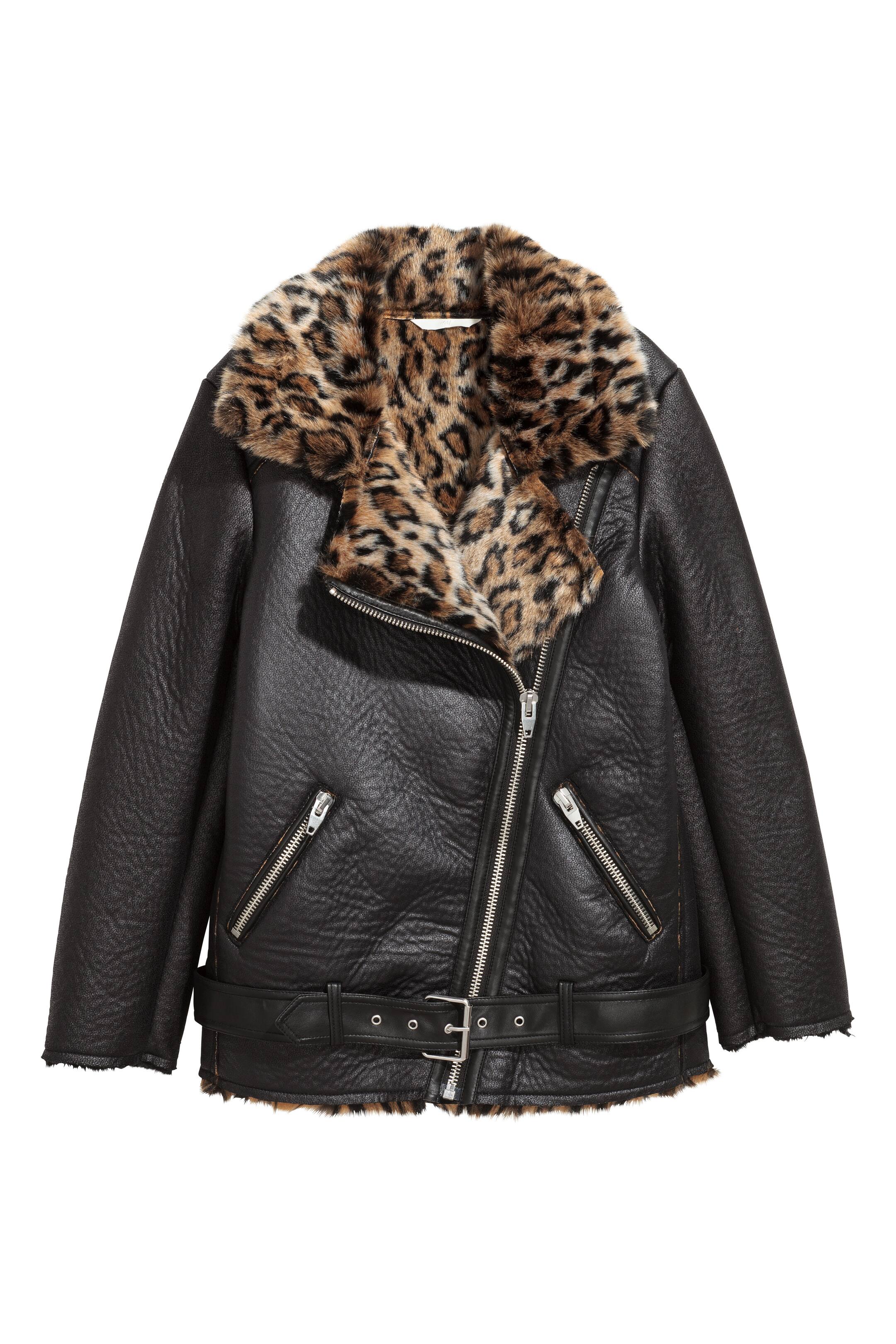 View larger image: Oversized biker jacket - Black/Leopard print - Ladies | H&M GB 1