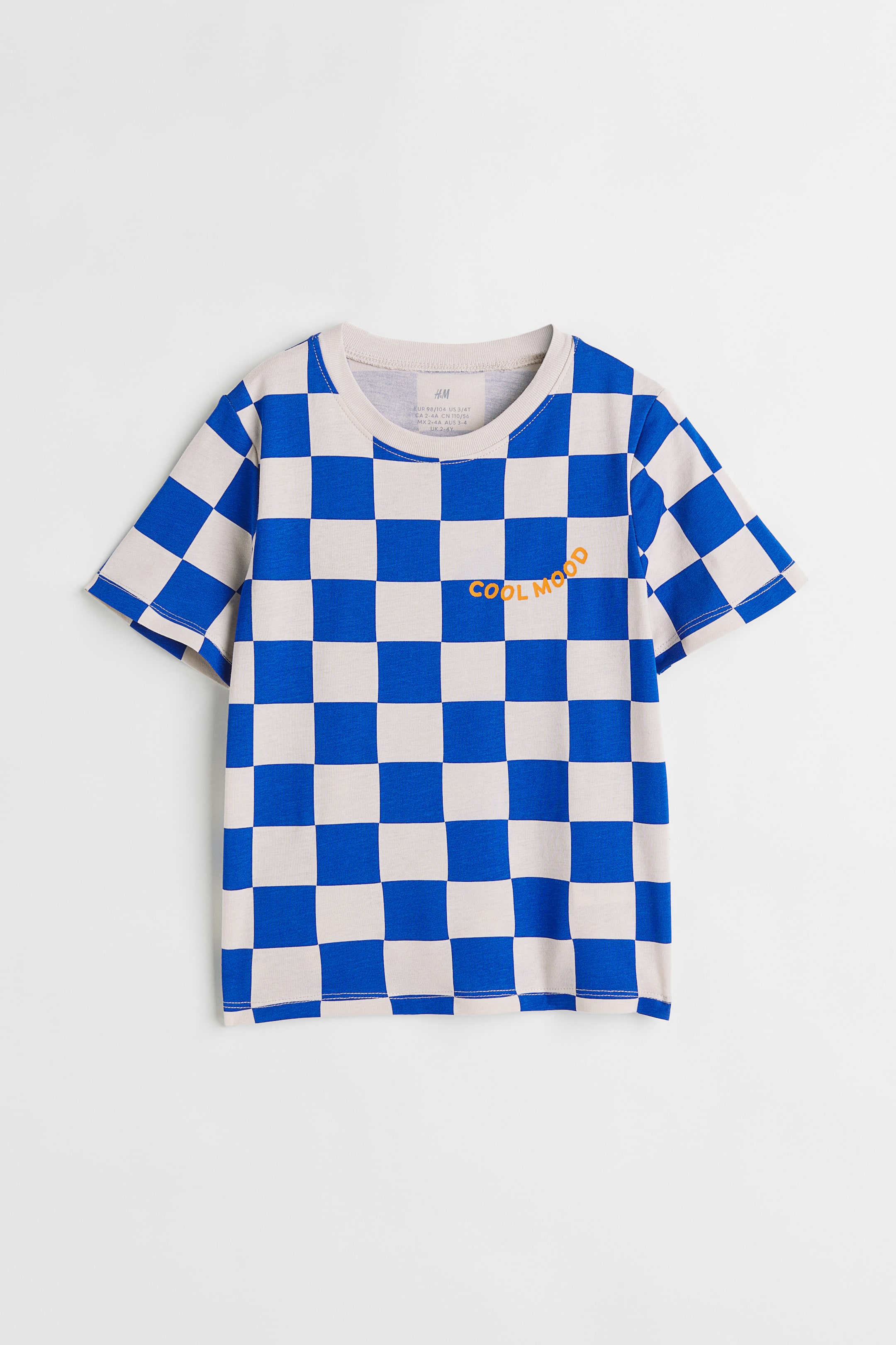 View larger image: Cotton T-shirt - Bright blue/Checked - Kids | H&M 1