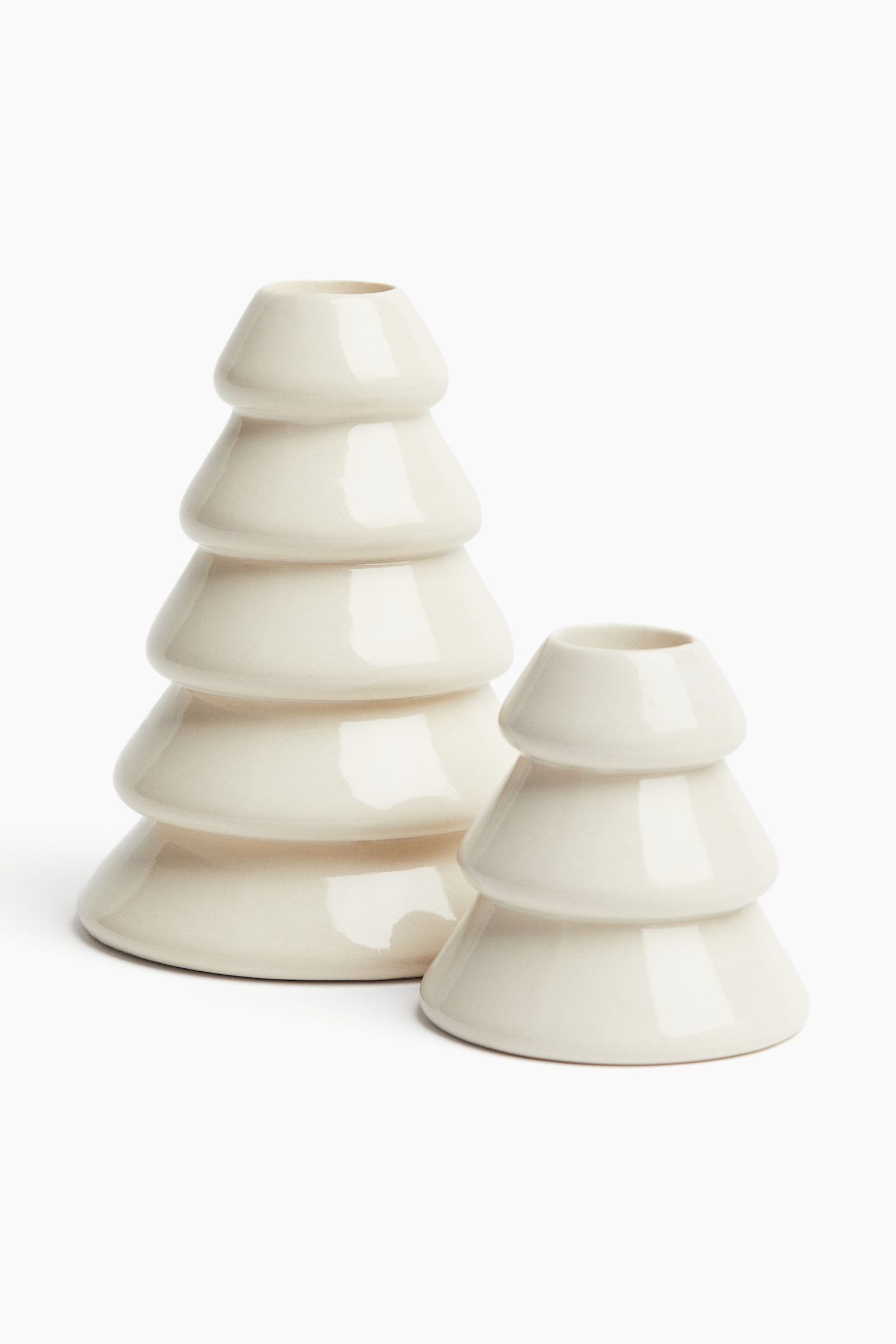 Stoneware candlestick - White - 2