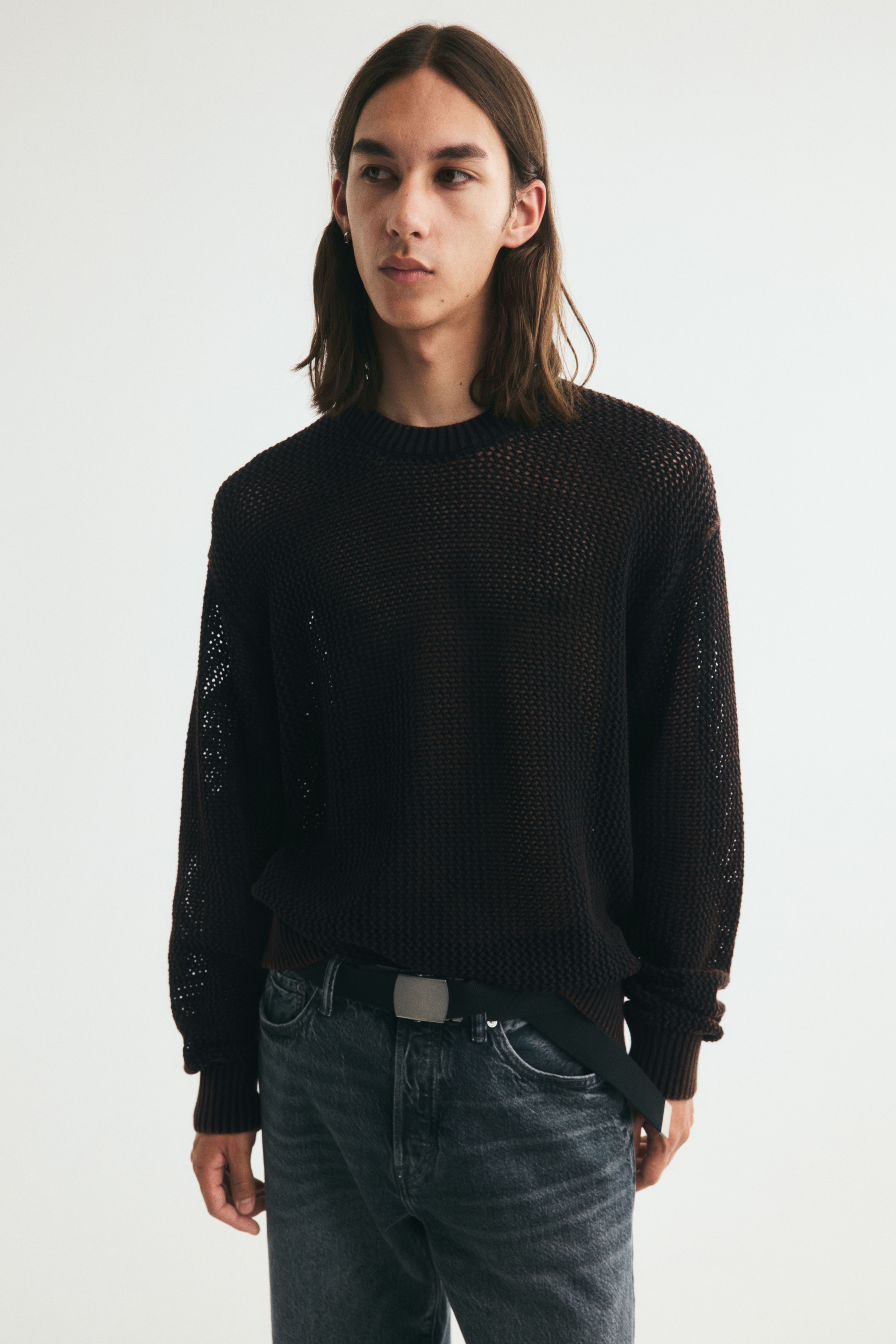 Loose-Fit Open-Knit Cotton Sweater