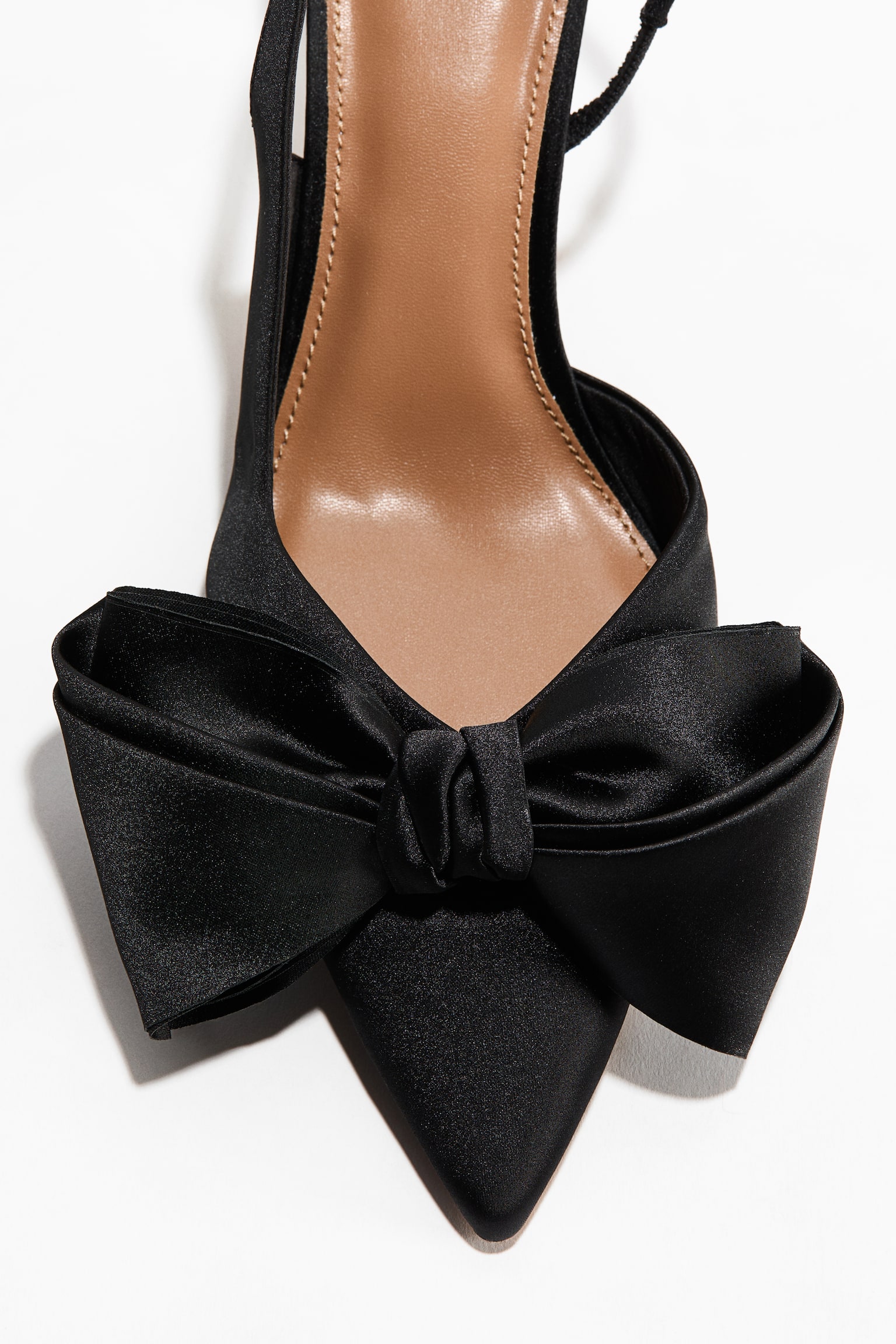 Женские туфли H&M Bow-Detail Satin Slingbacks, цвет: Чёрный — фото 4