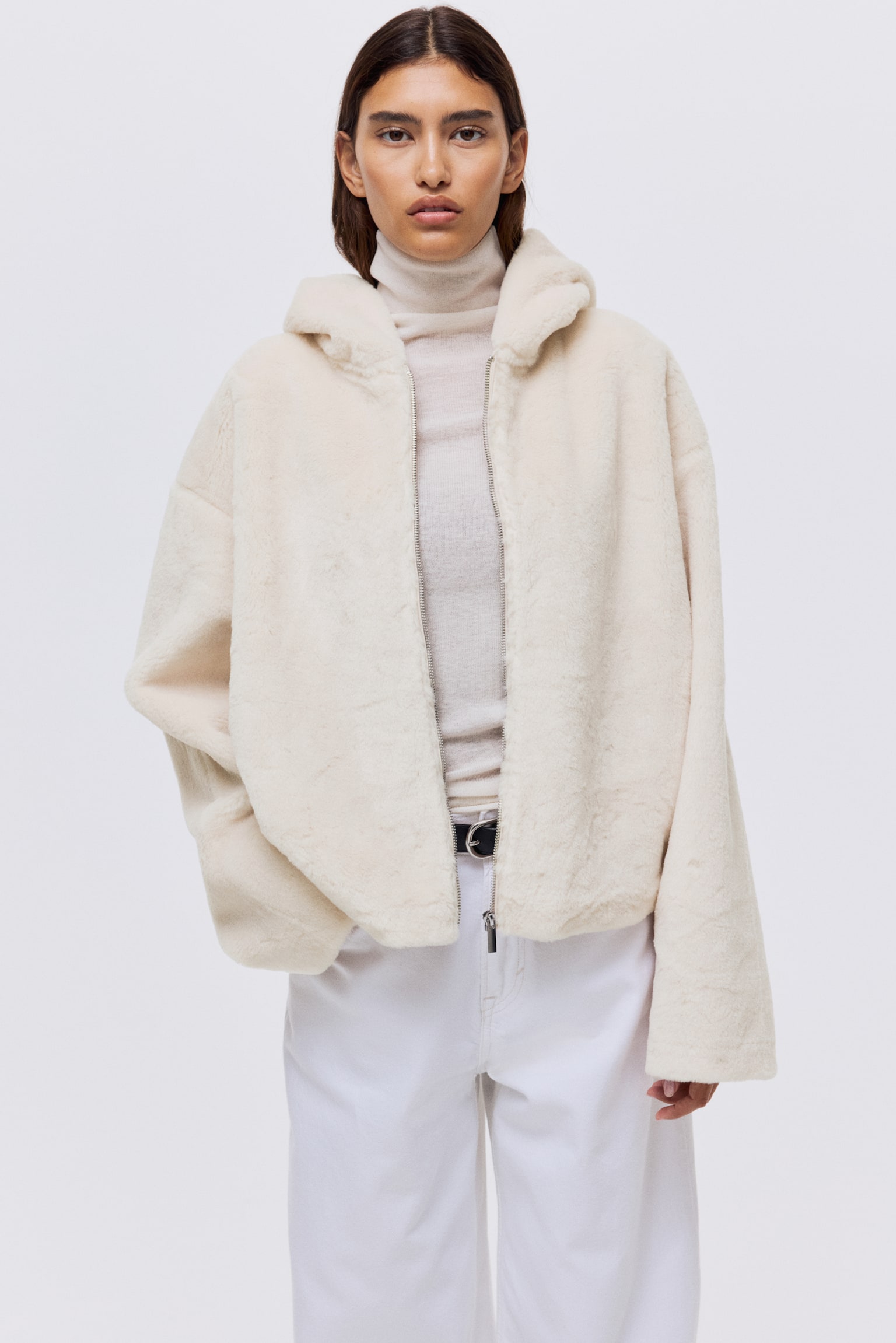 Zip-through hoodie - Cream - 3