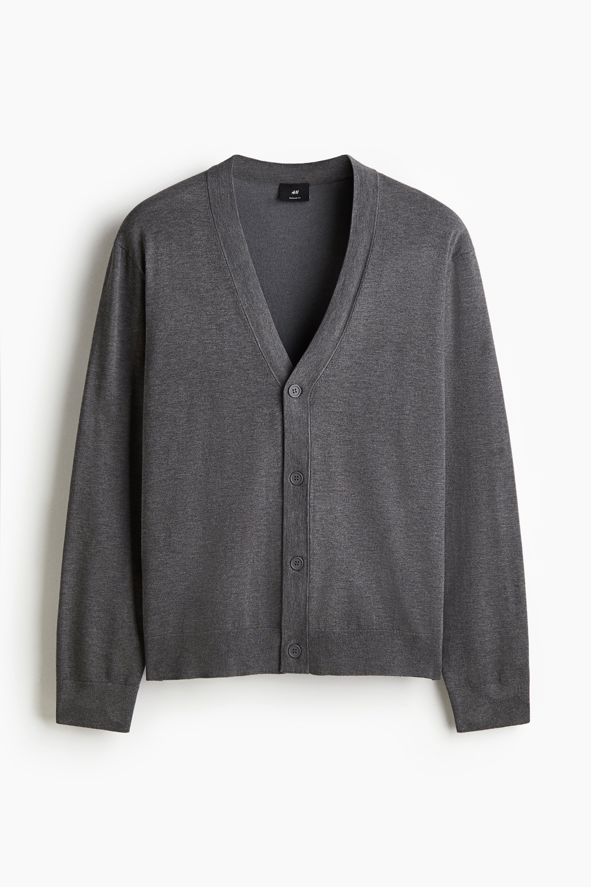 Regular Fit Cardigan - Dark grey/Dark brown