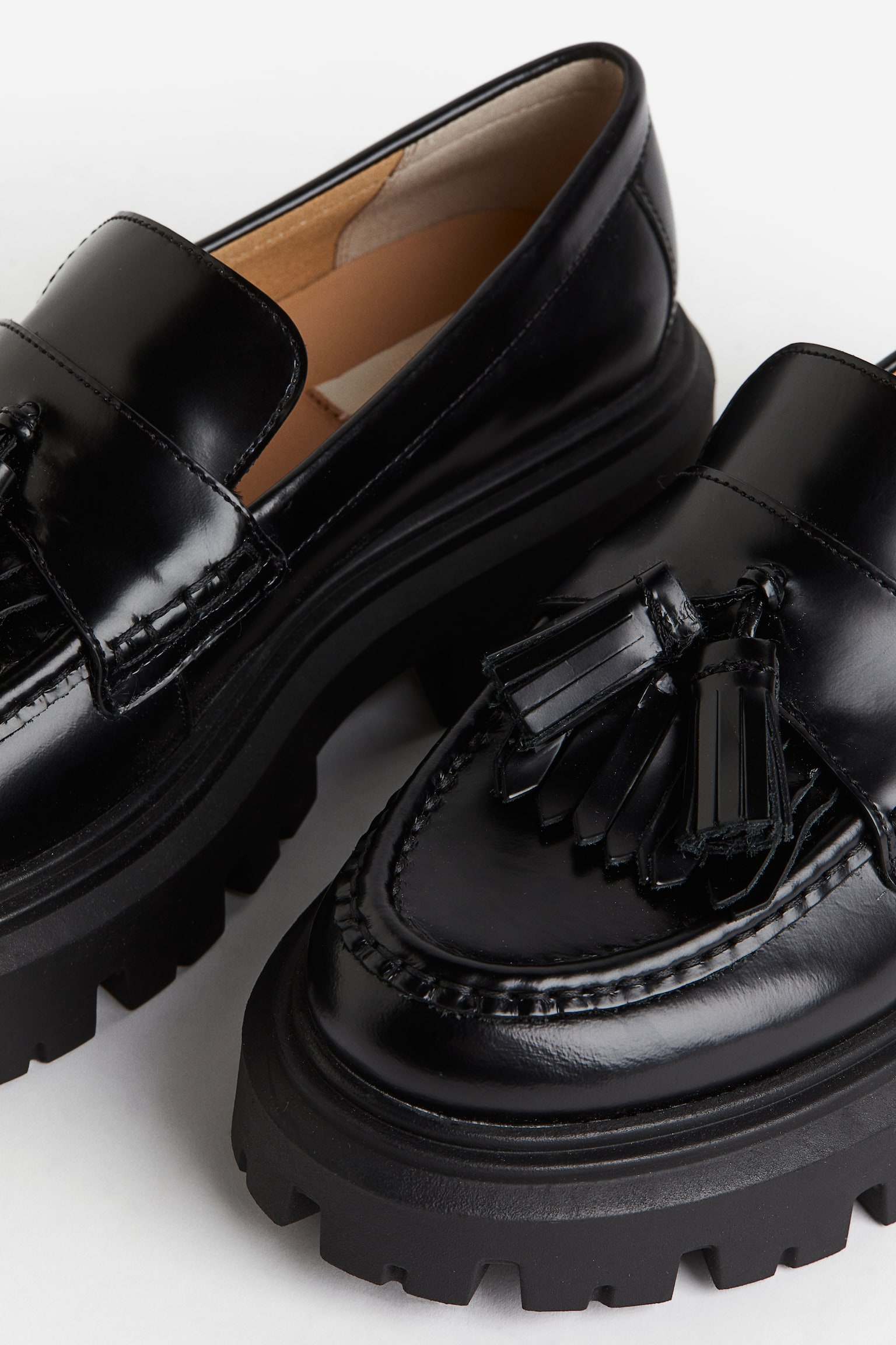 Chunky Leather Loafers - Black - 3