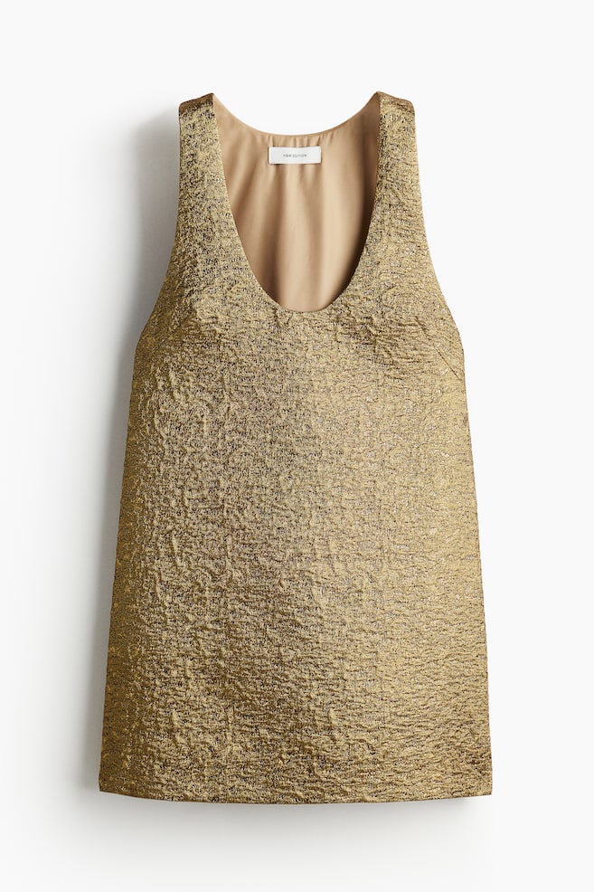 Robe en tissu jacquard brillant - Doré - 1