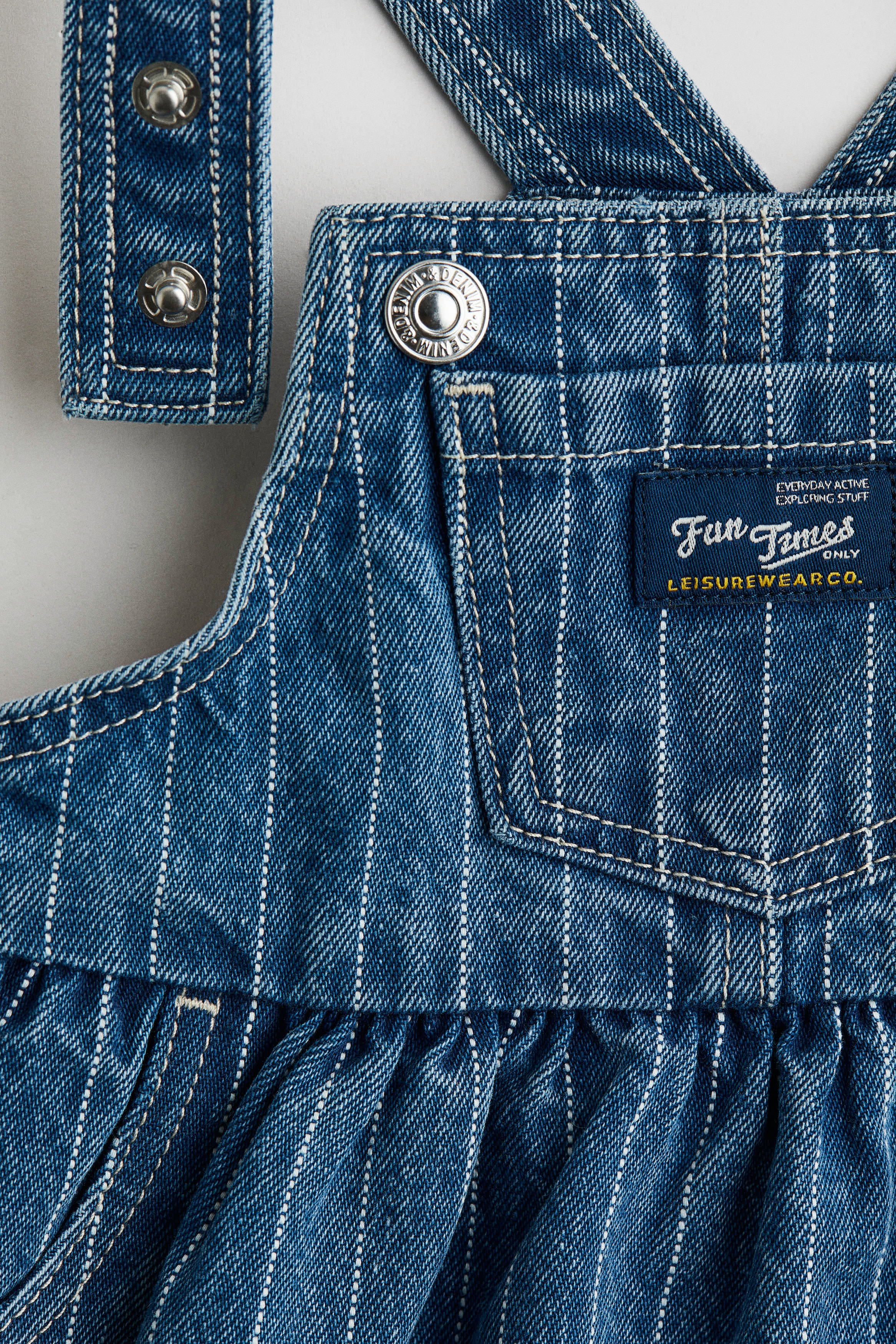 Denim blue/pinstriped Denim Overall Dress for kids | H&M US Denim blue/pinstriped Denim Overall Dress for kids | H&M US