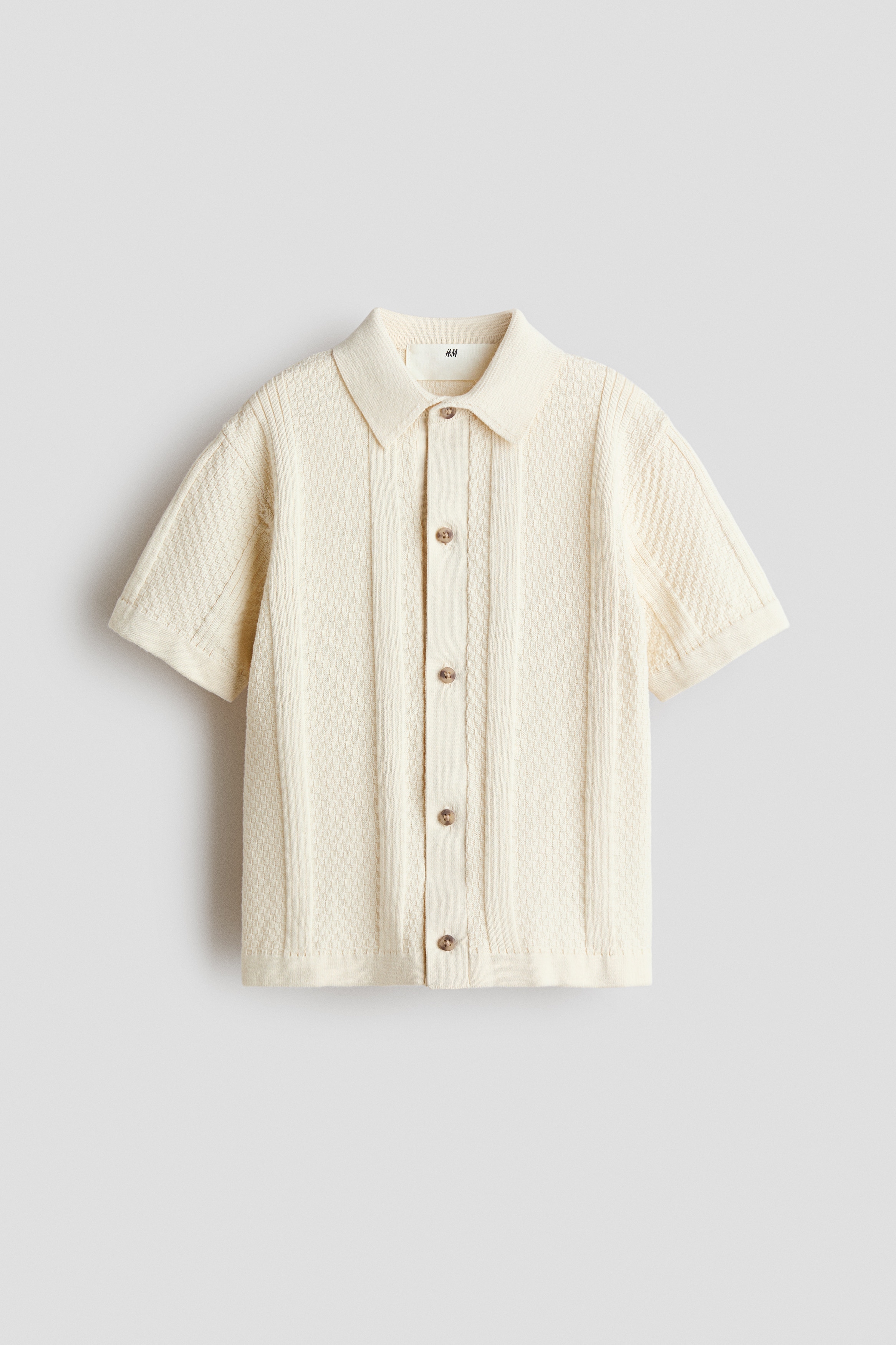 Light beige Textured-Knit Shirt for kids | H&M CA