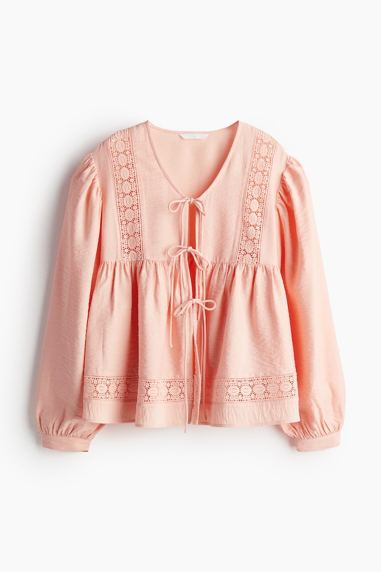 タイフロントブラウス - ピーチピンク - レディース | H&M JP