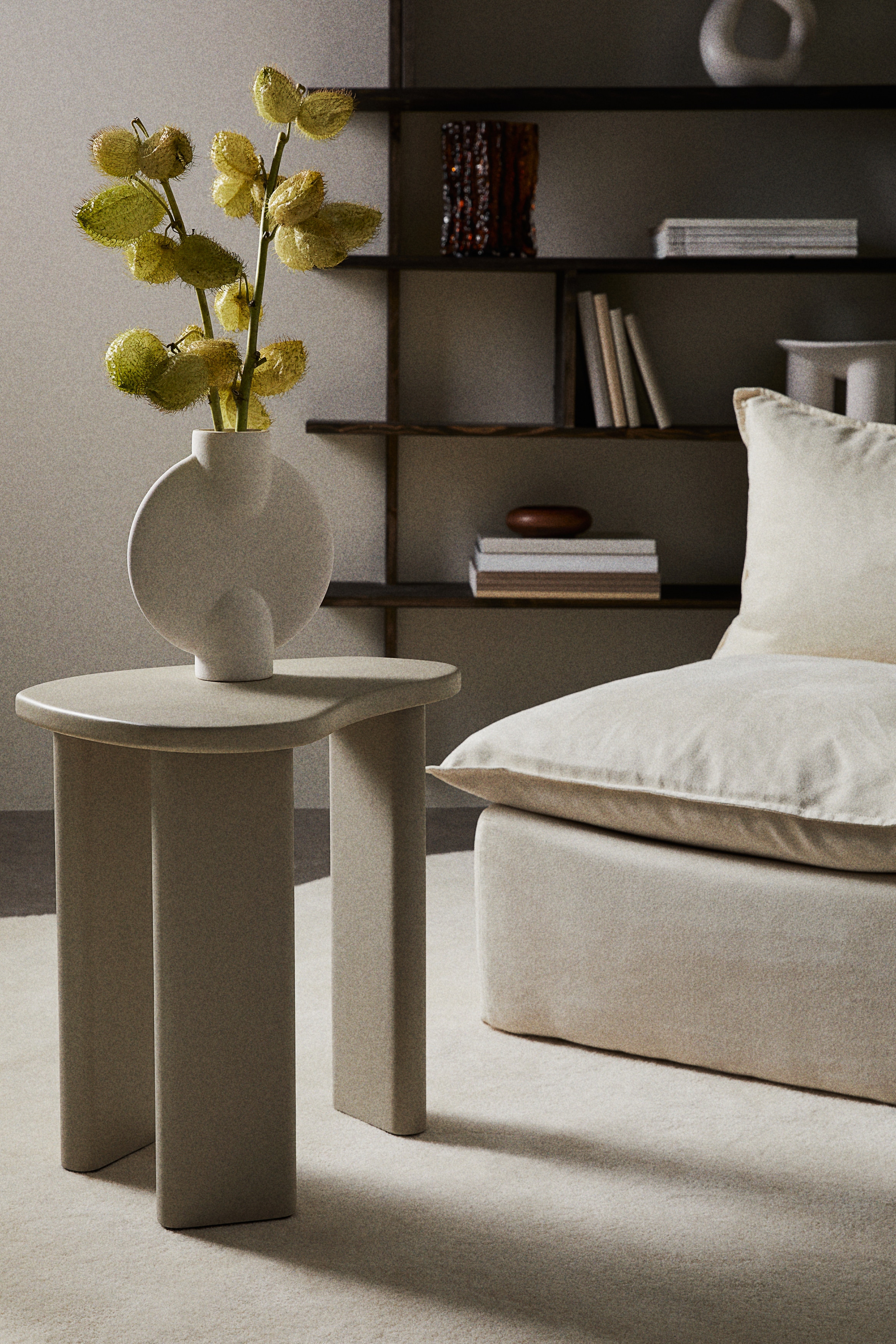 Mango Wood Side Table - Light beige