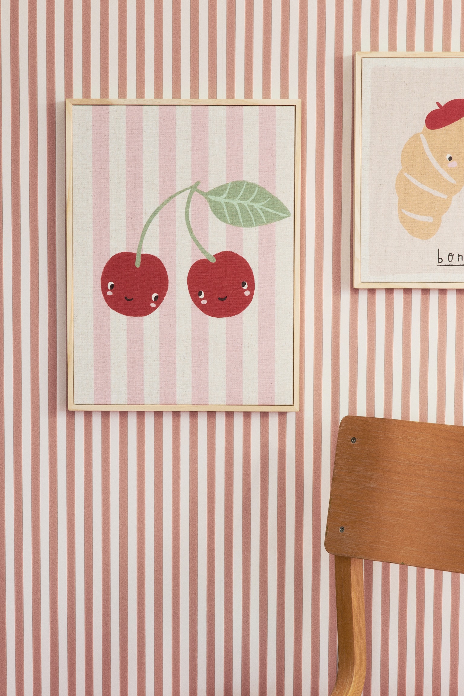 Wall art - Light pink/Cherries/Light blue/Dachshund - 1