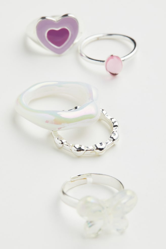 5-pack rings - Silver-coloured - 2