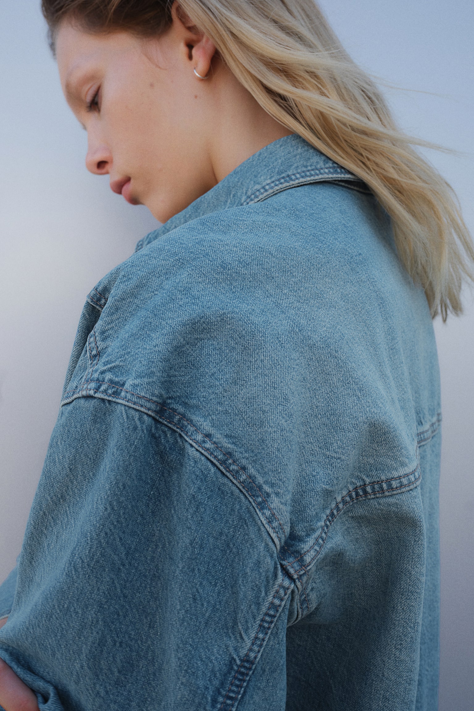 Oversized denim shirt - Light denim blue - 5