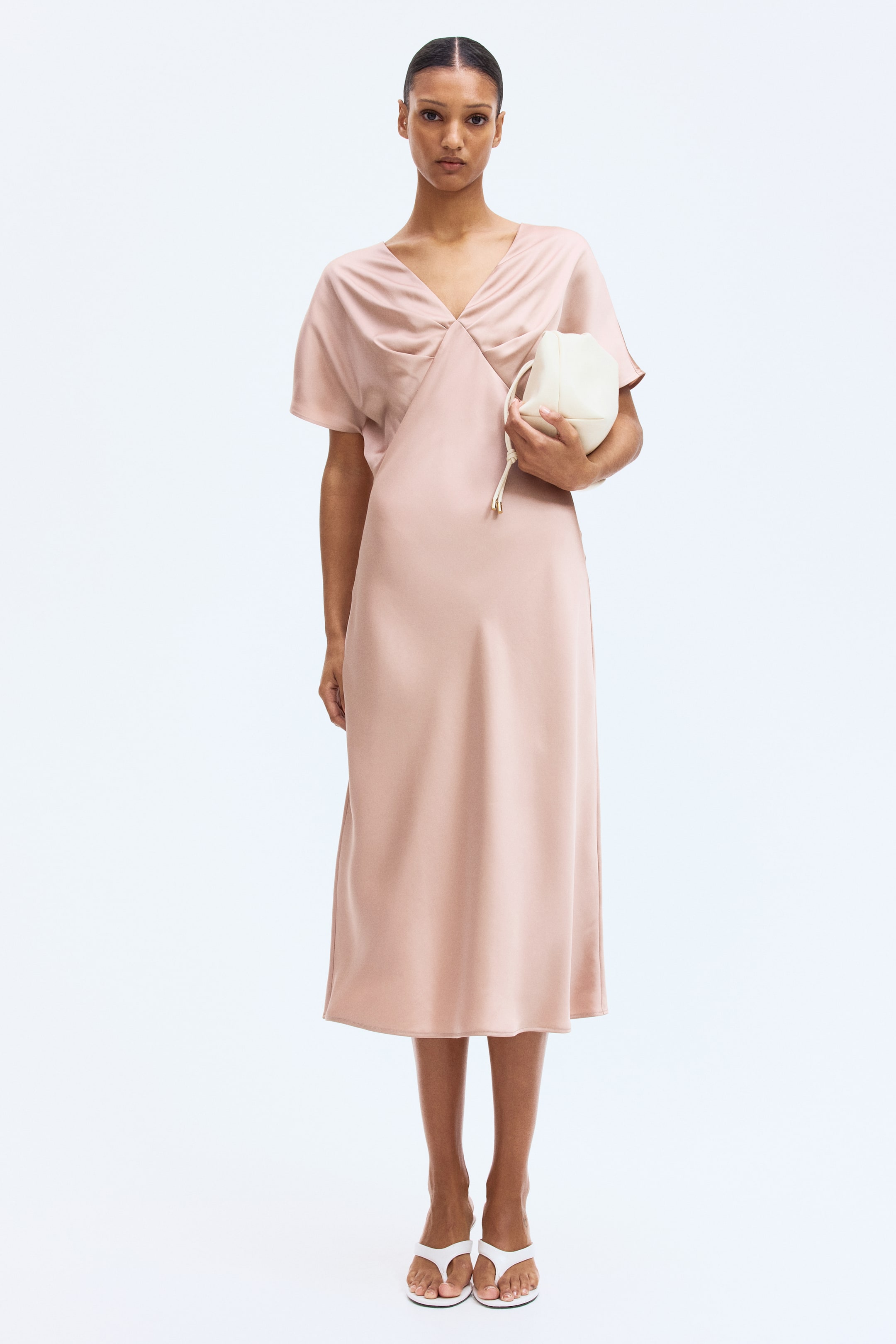 View larger image: V-neck satin dress - Beige - Ladies | H&M IN 3