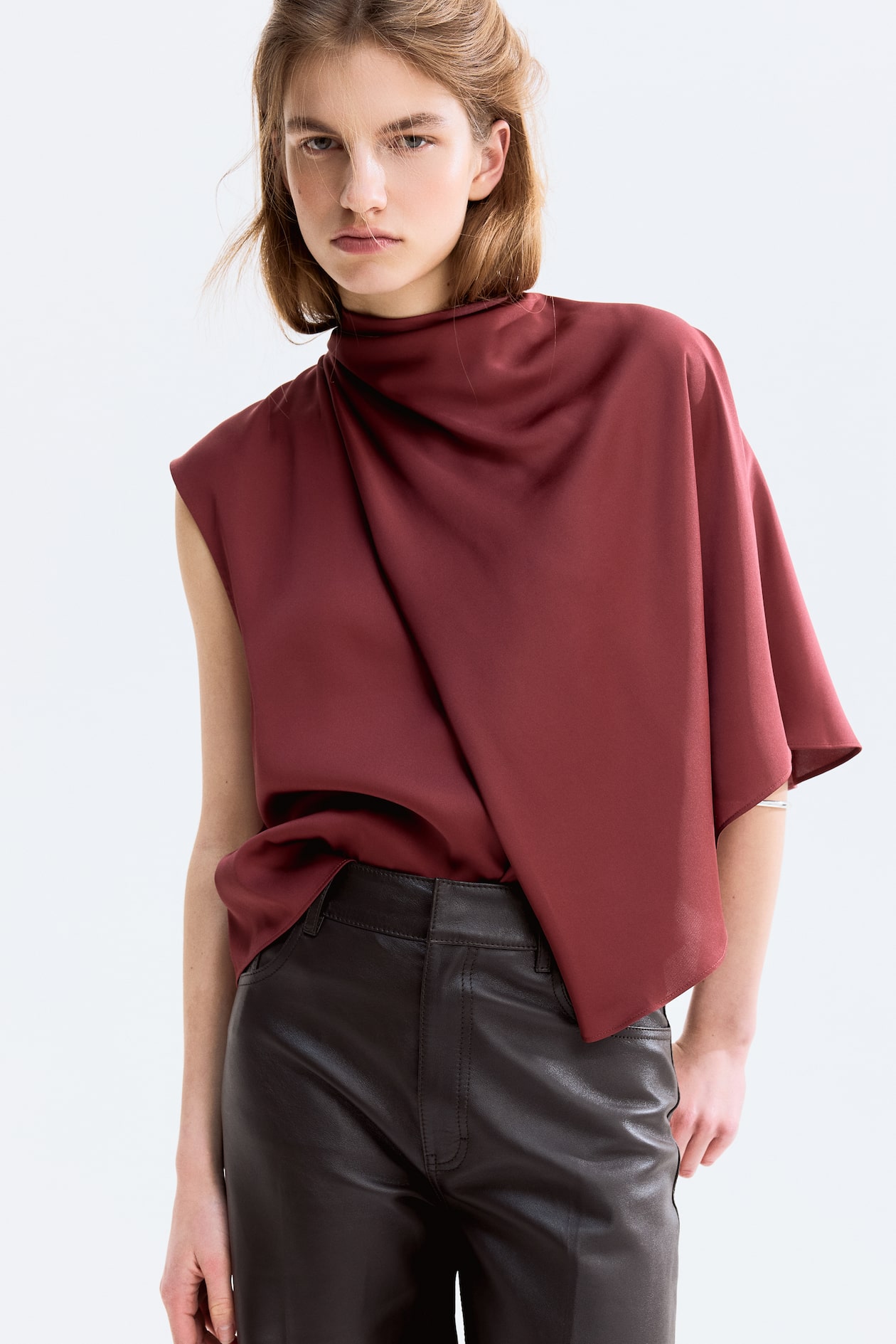 Draped Satin Blouse - image 2