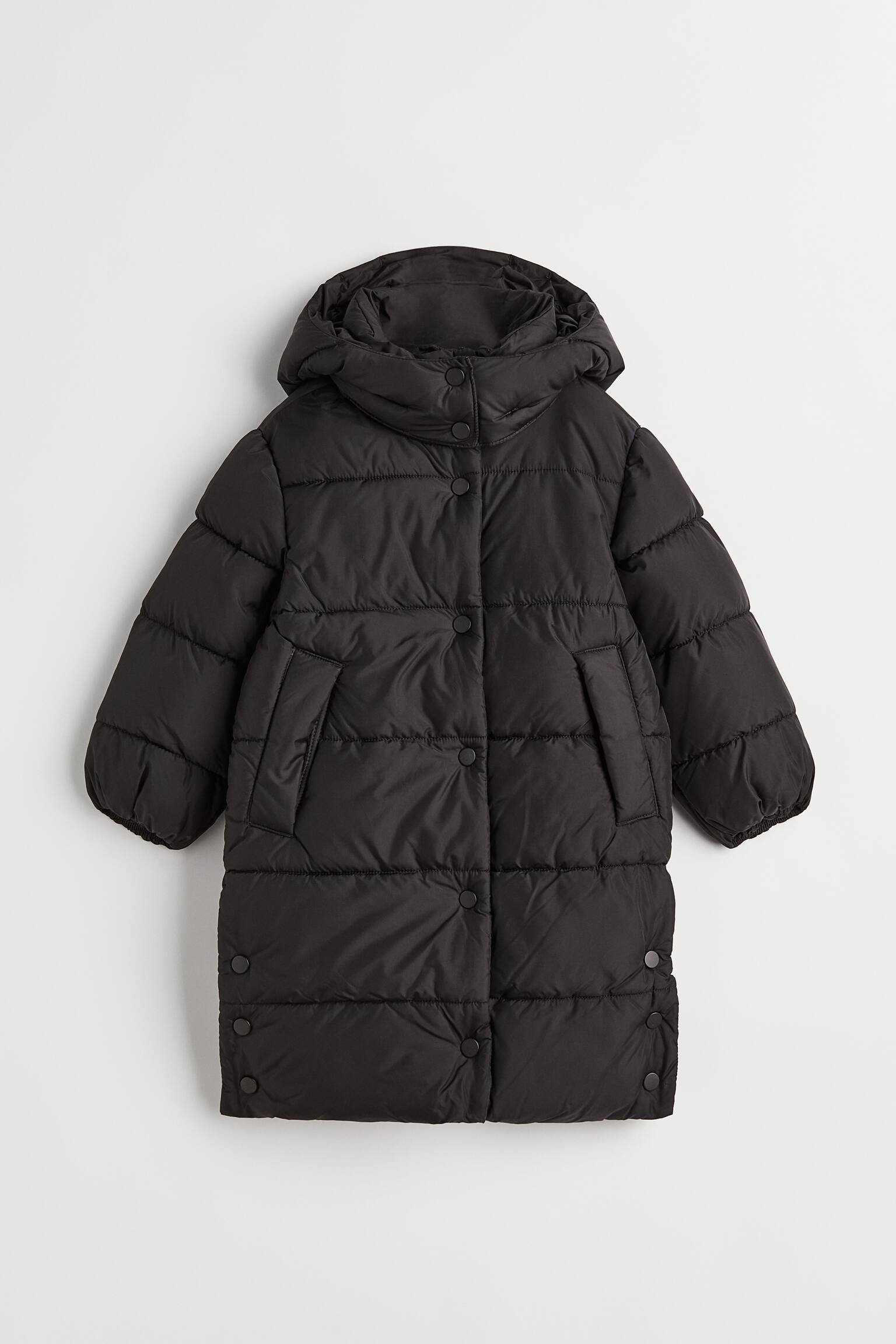 Padded hooded coat - Black - 1