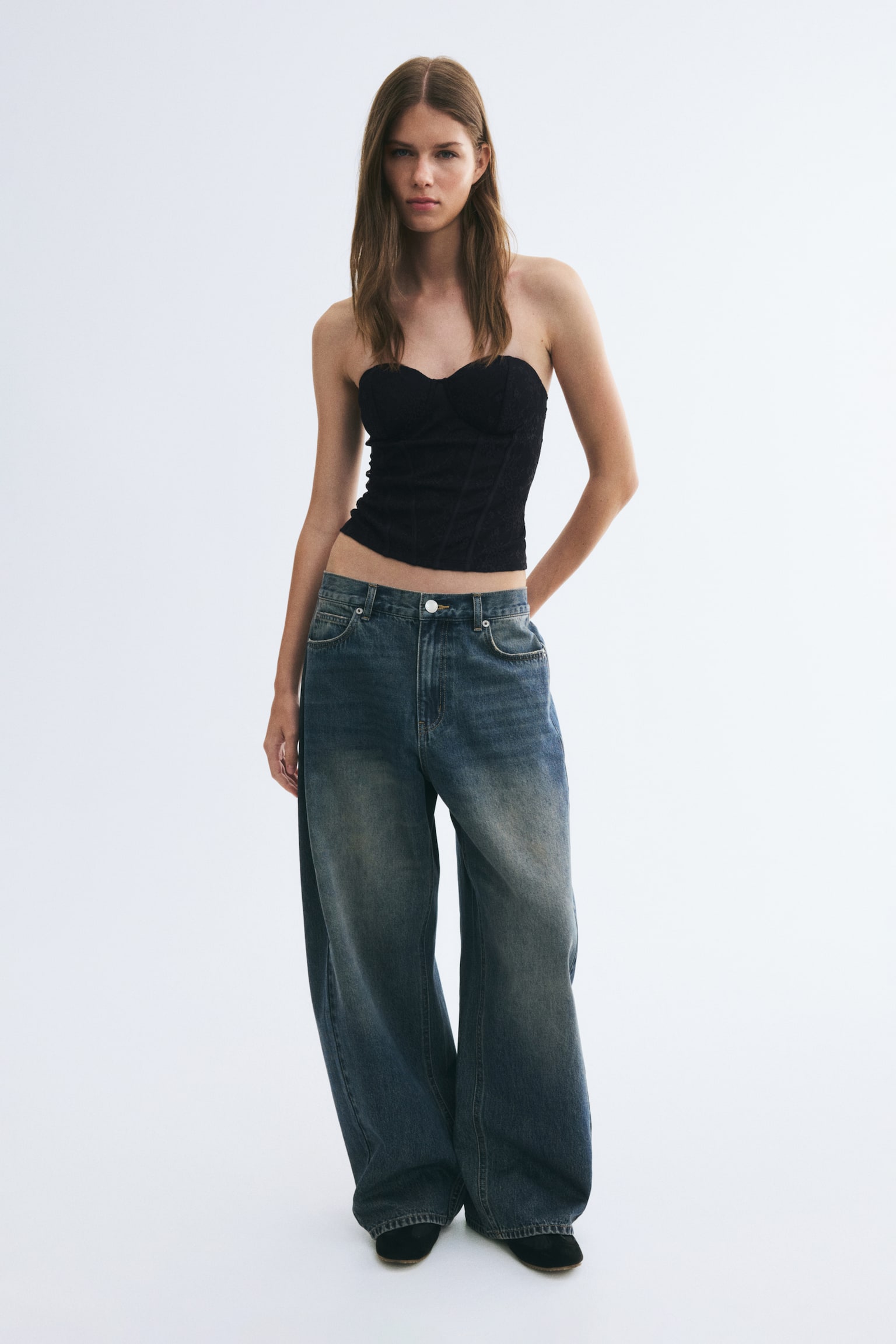 Корсет, кружево — H&M, цвет: Чёрный — фото 3