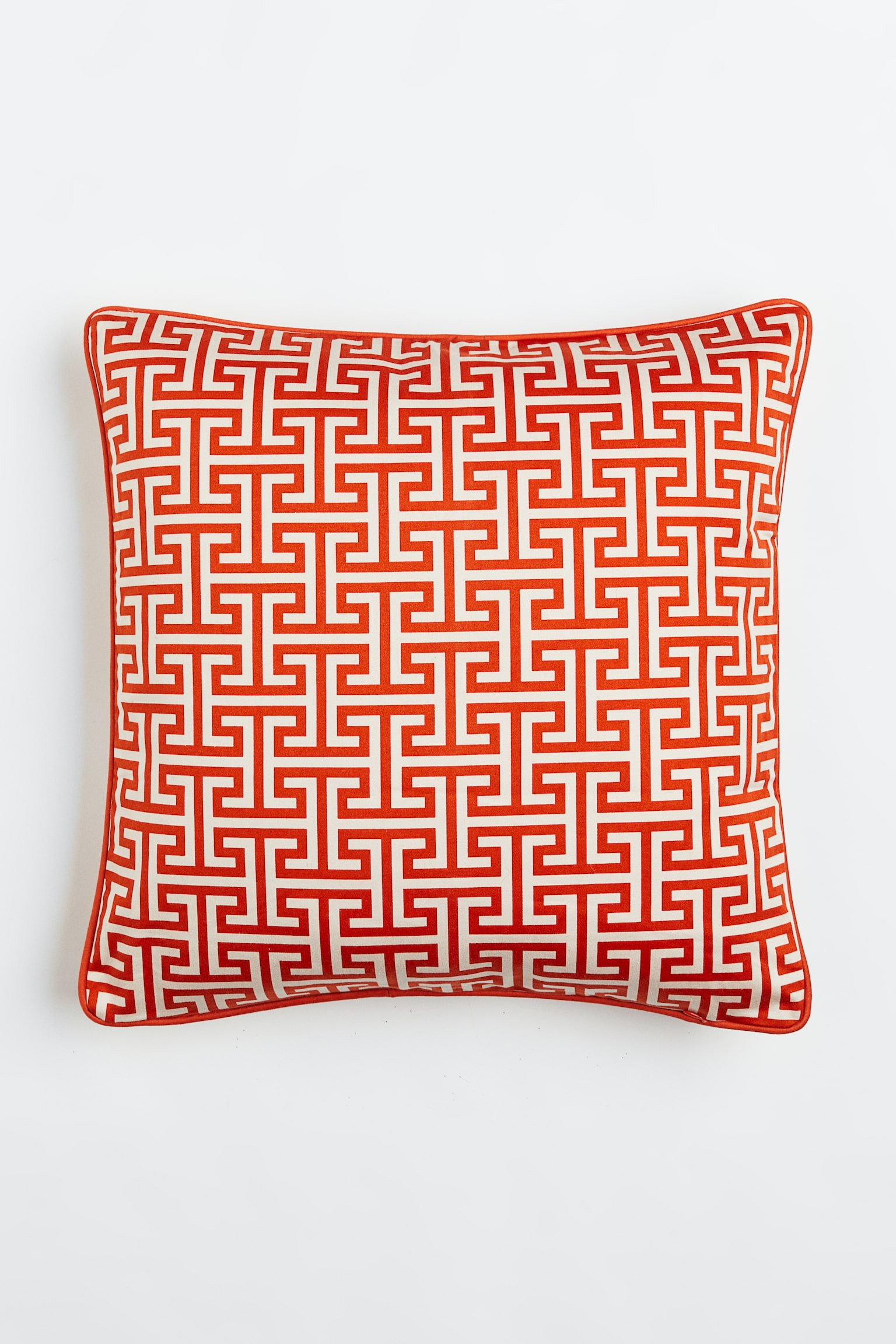 Patterned cotton cushion cover - Bright red/Patterned/Light yellow/Patterned - 1