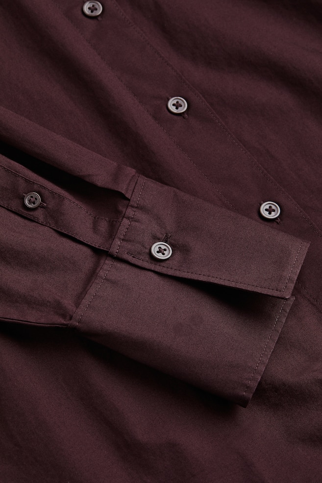 Long cotton shirt - Dark red - 2
