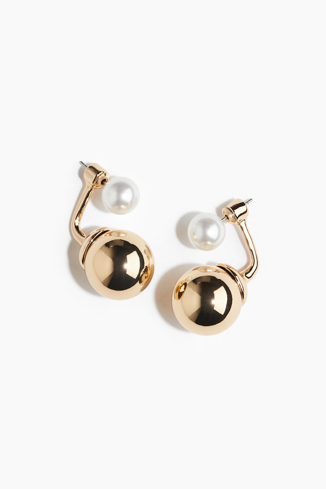 Sphere-detail front and back earrings - Gold-coloured/White/Silver-coloured - 1