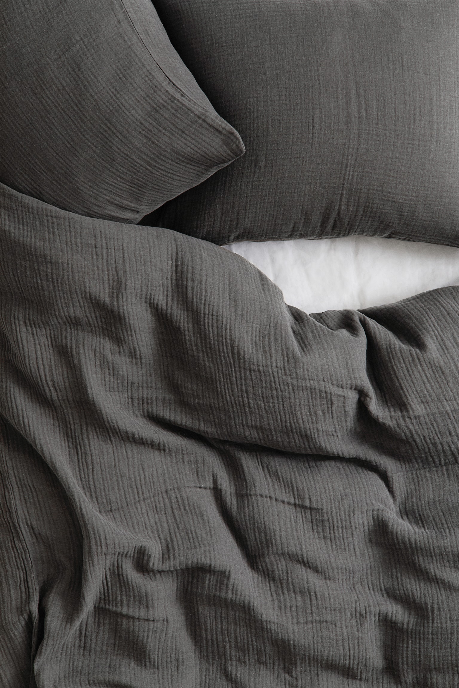 Muslin double/king duvet cover set - Anthracite grey/Light beige/Dark brown/Mole/Light dusty green/Light dusty blue/Brown/Dark green/Forest green/Light mole/Black/Light pink/Rust red - 4