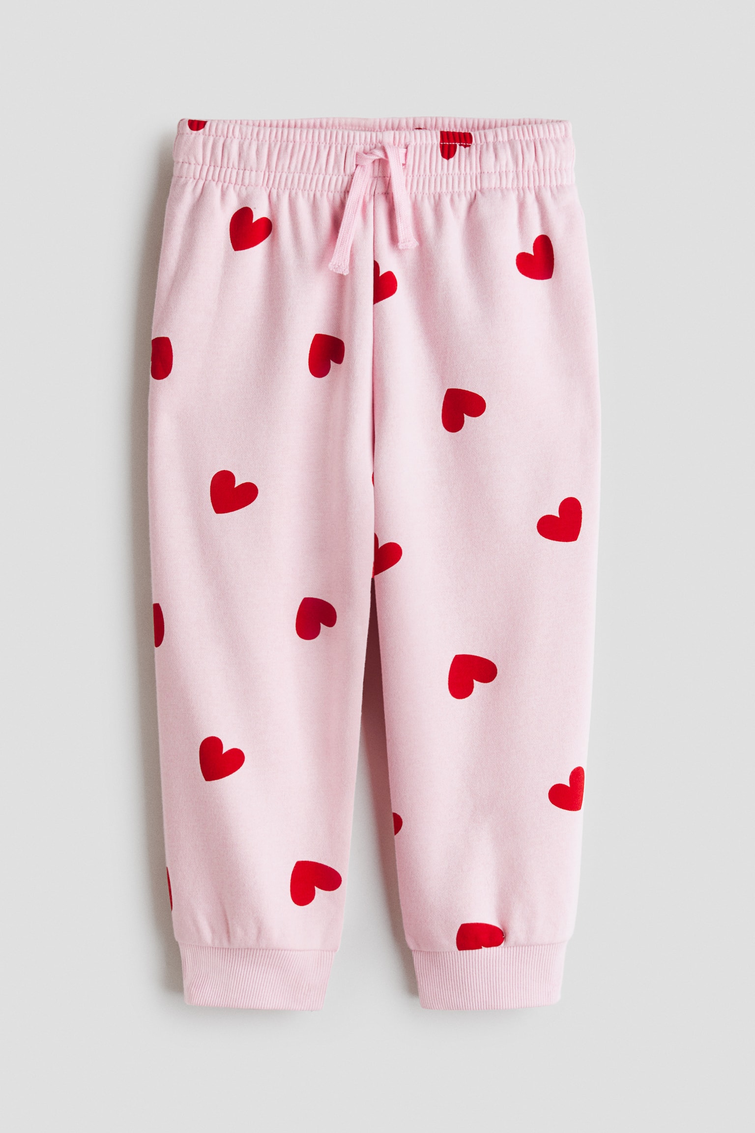 Brushed-inside joggers - Light pink/Hearts/Pale pink/Dark grey marl/Hearts