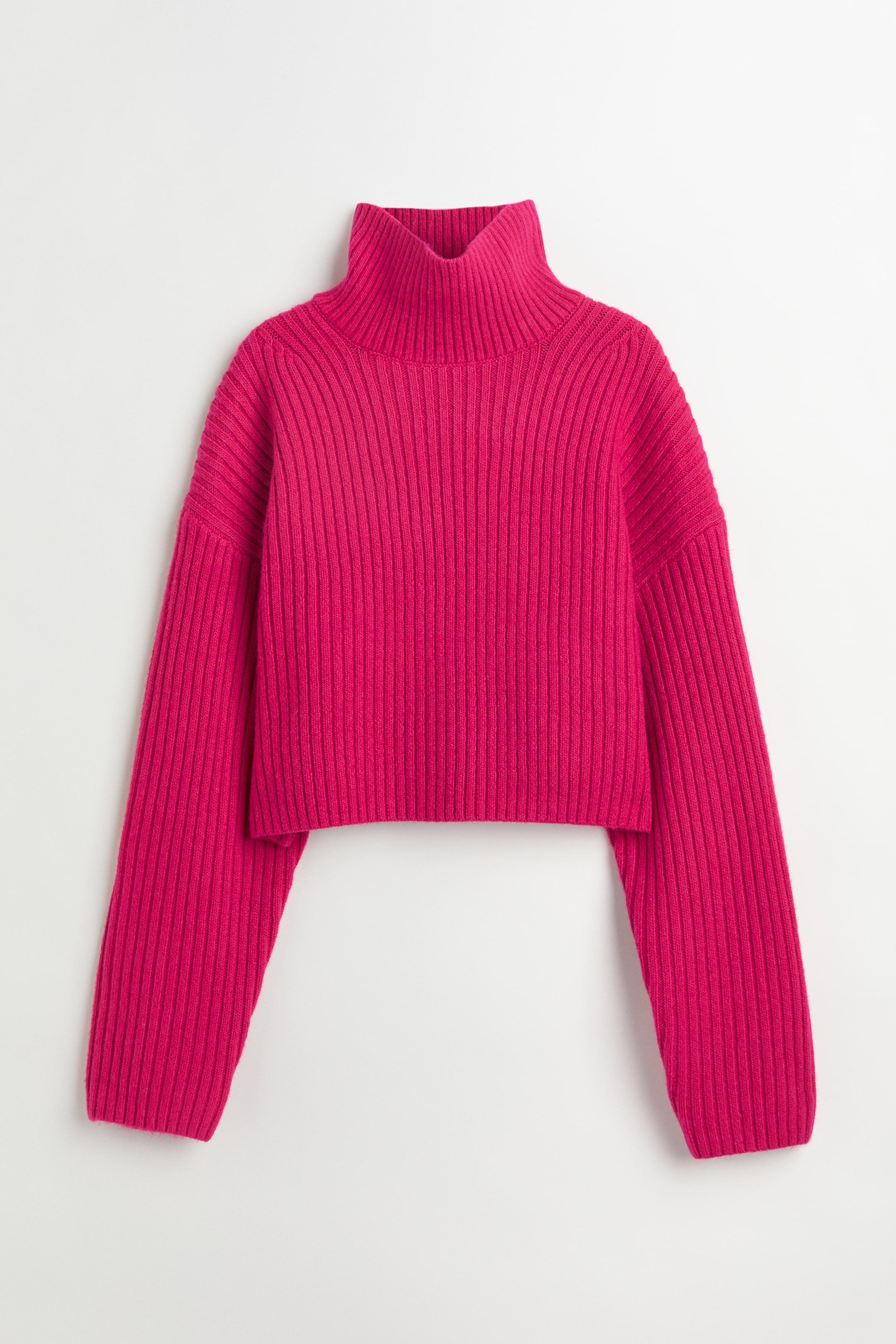 Cropped Polo Neck Jumper Dark Pink Ladies Handm Gb