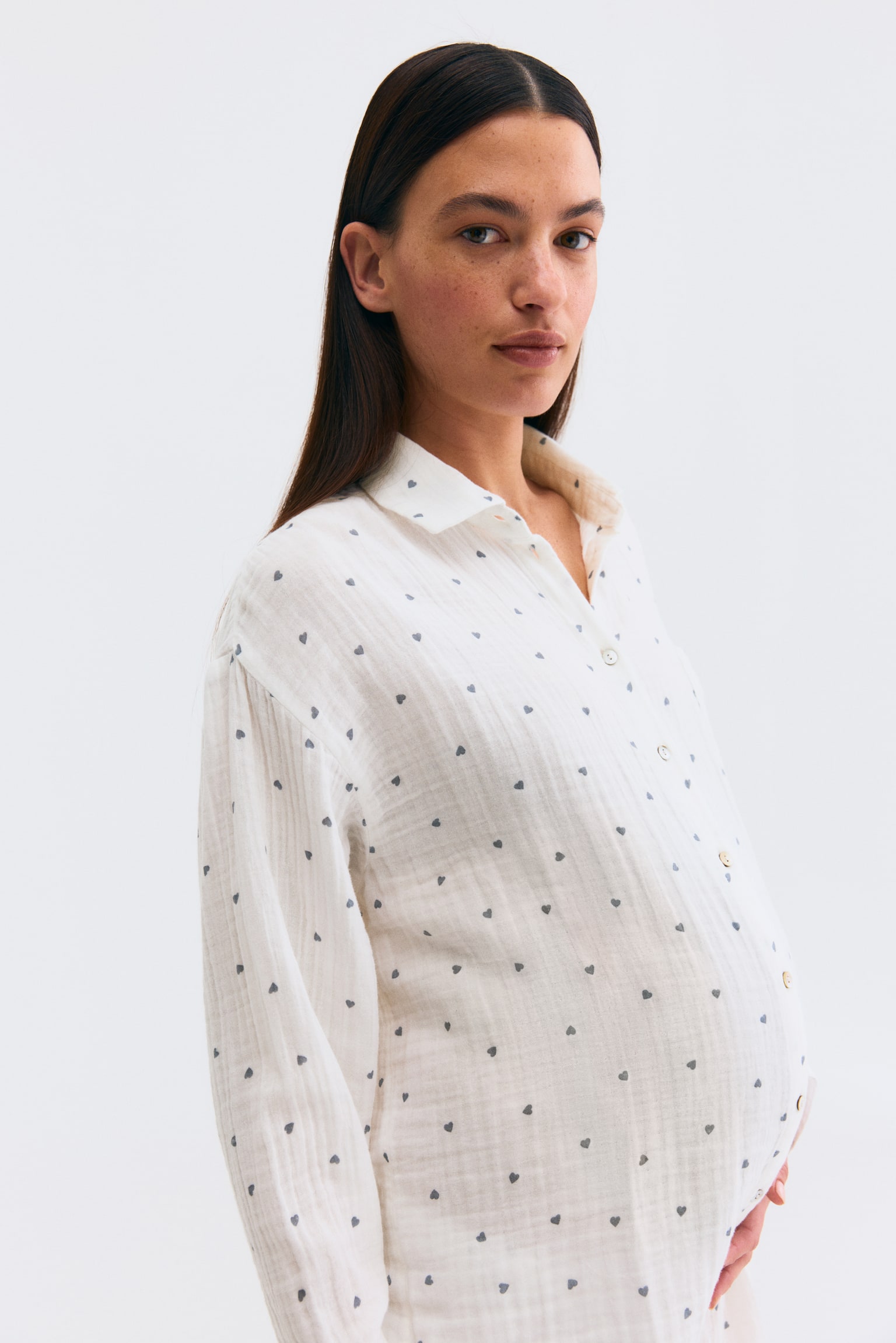 MAMA Before & After Muslin pyjamas - White/Blue hearts/White/Pink floral/White/Hearts/Powder pink - 4