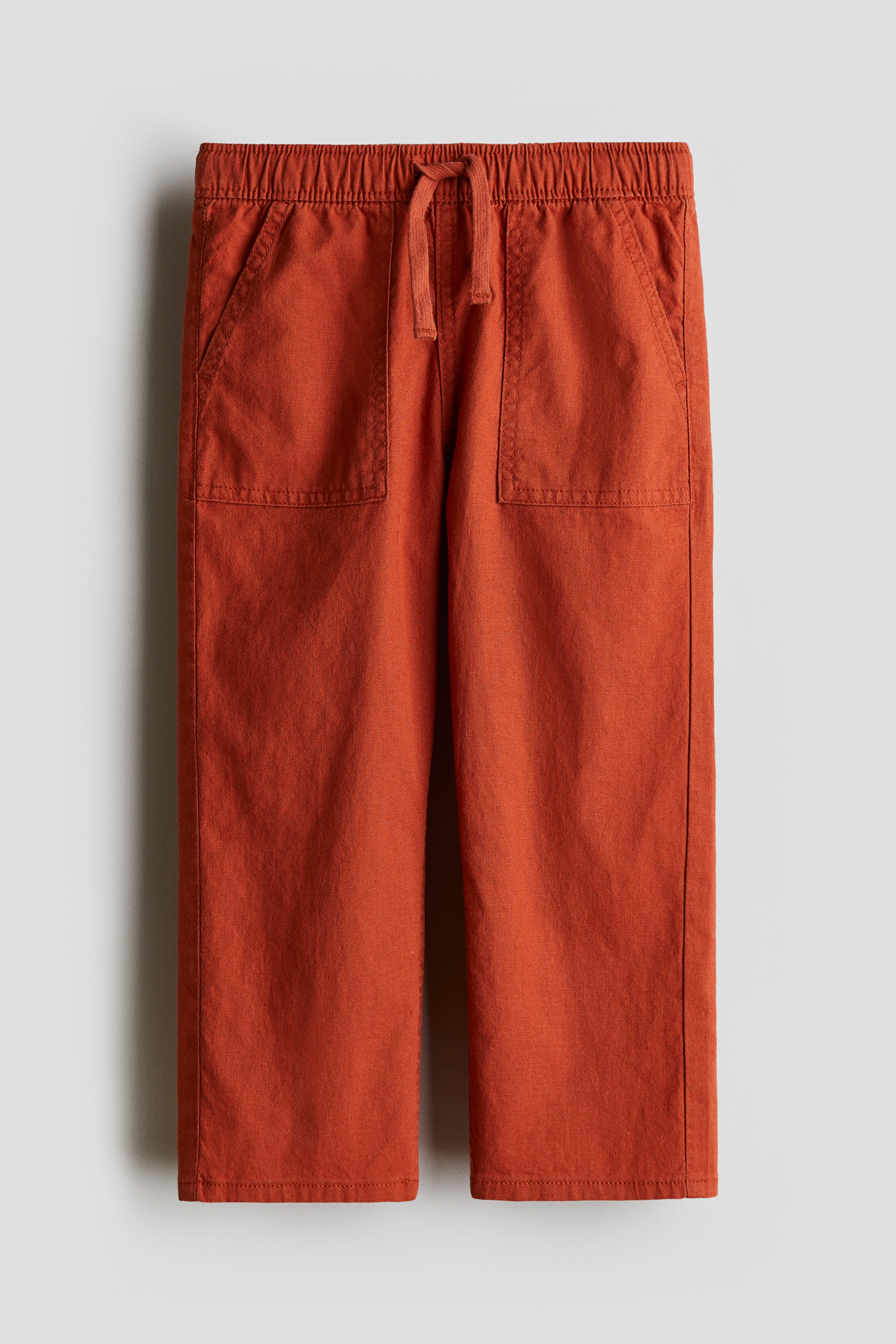 Linen-blend trousers - Rust red