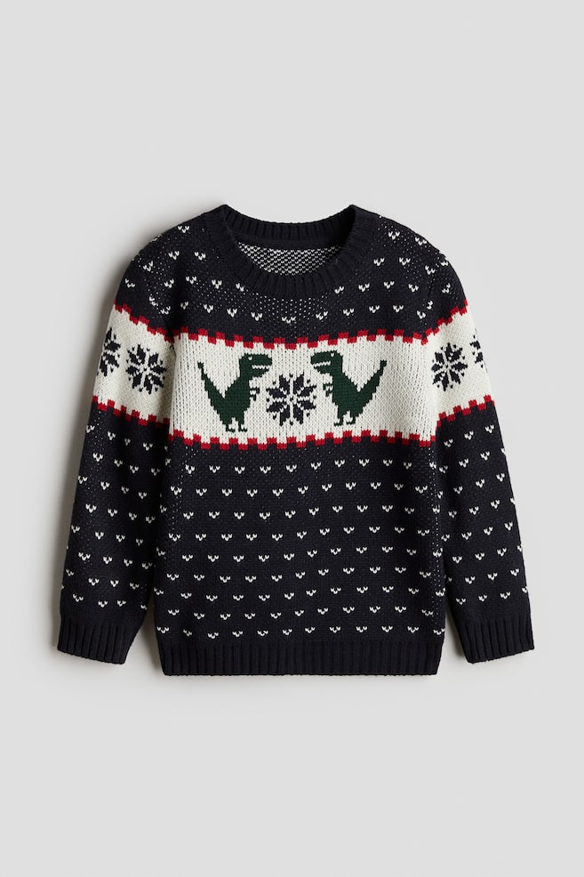 Pullover in maglia jacquard - Blu navy/dinosauri/Rosso/fantasia/Rosso/fantasia - 1