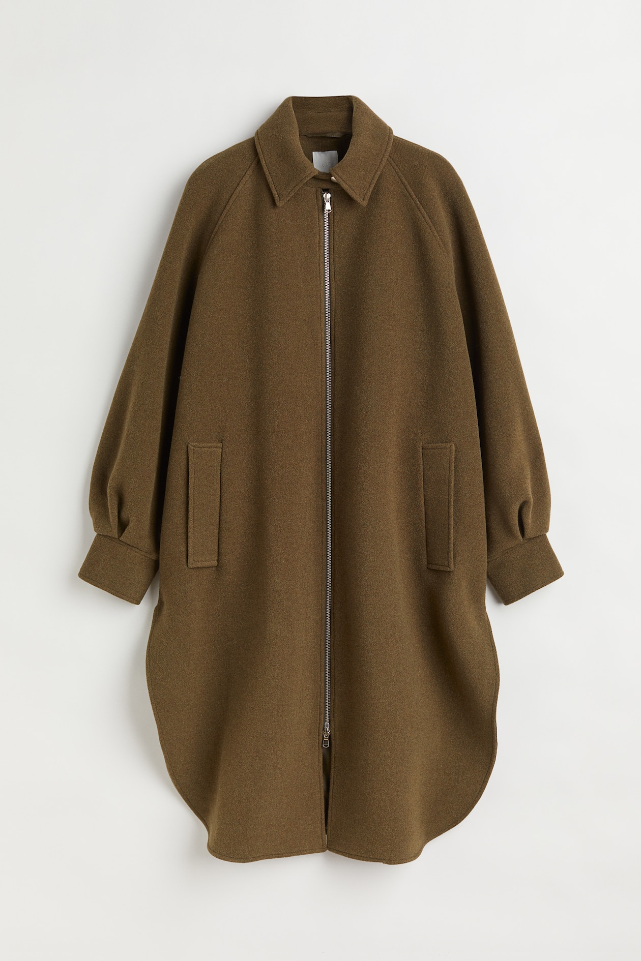 Oversized wool-blend coat - Dark olive green - Ladies | H&M GB