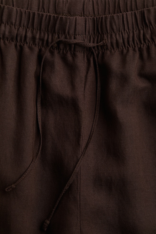 Linen-Blend Pants - Dark brown/Light beige/White/Black/Light turquoise/White/light blue striped/Light beige/Cream/striped/Dark khaki green - 4