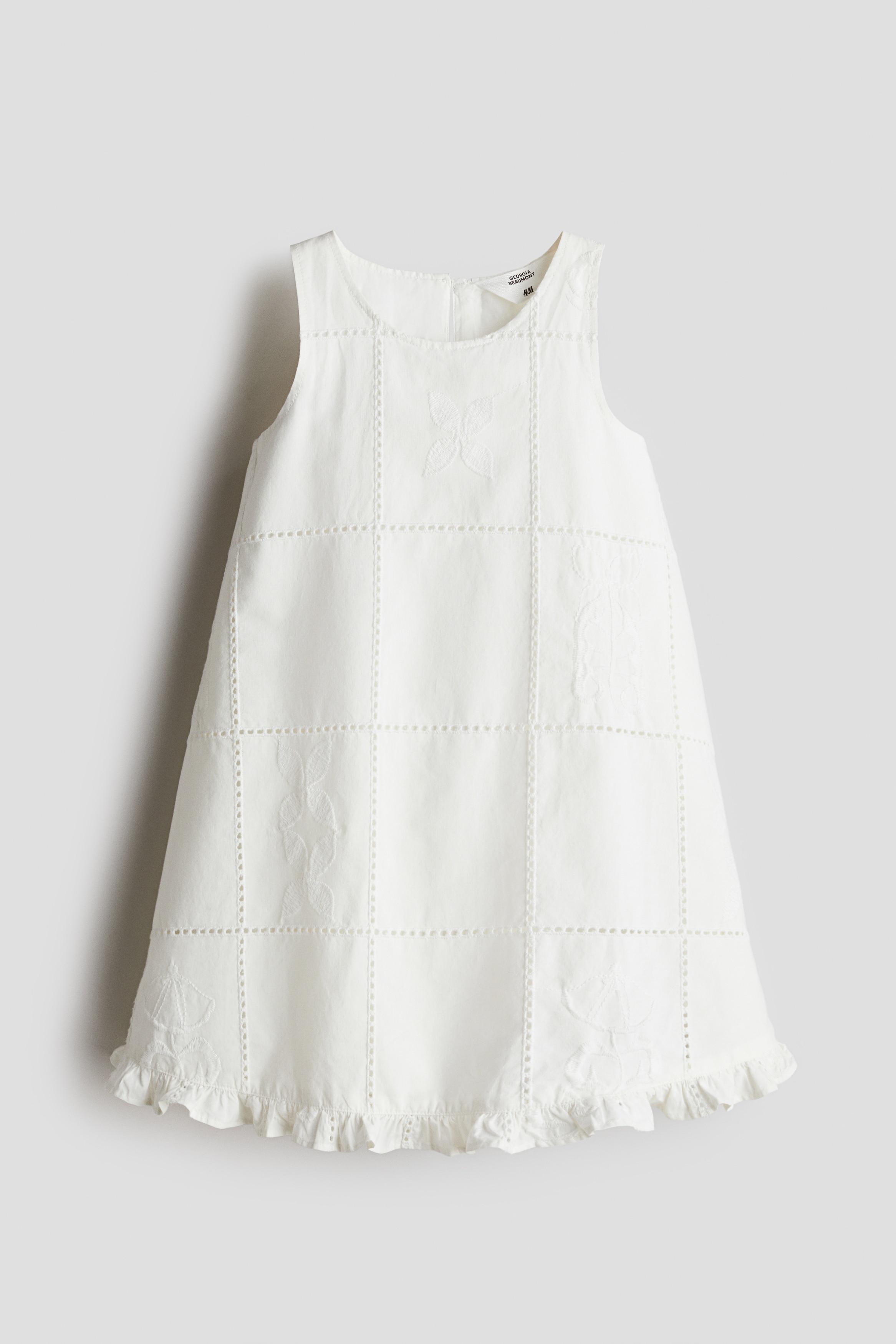 Robe brodée en popeline de coton - Blanc