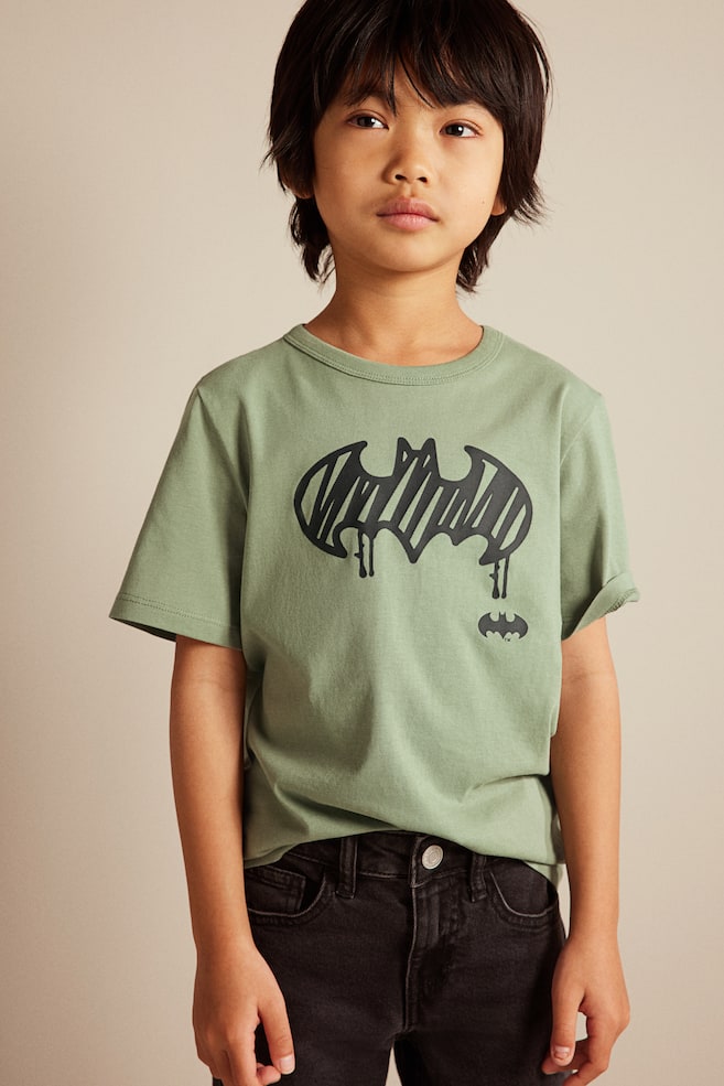 T-shirt in cotone fantasia - Verde kaki/Batman/Marrone/Disney - 2