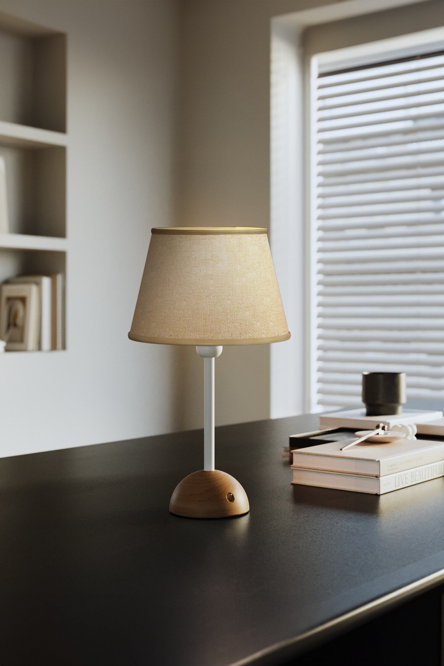 Lâmpada Recarregável Com Abajur E Lâmpada - Branco