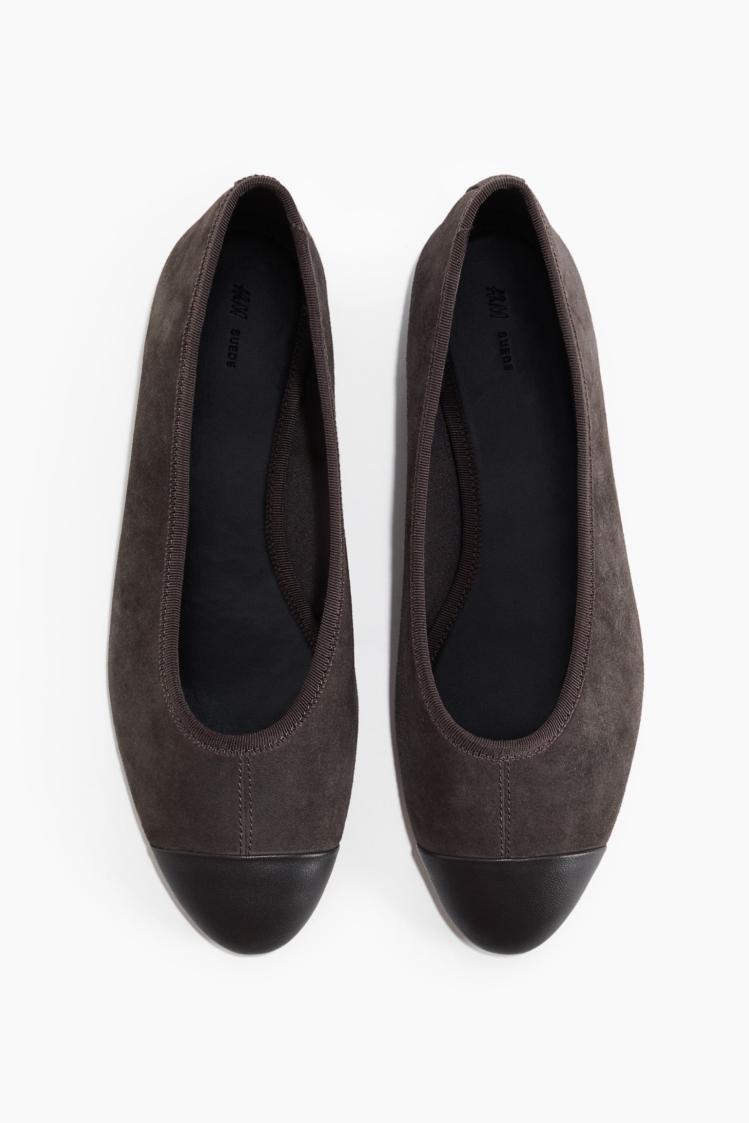 Ballerinas aus Veloursleder - Dunkelbraun/Beige