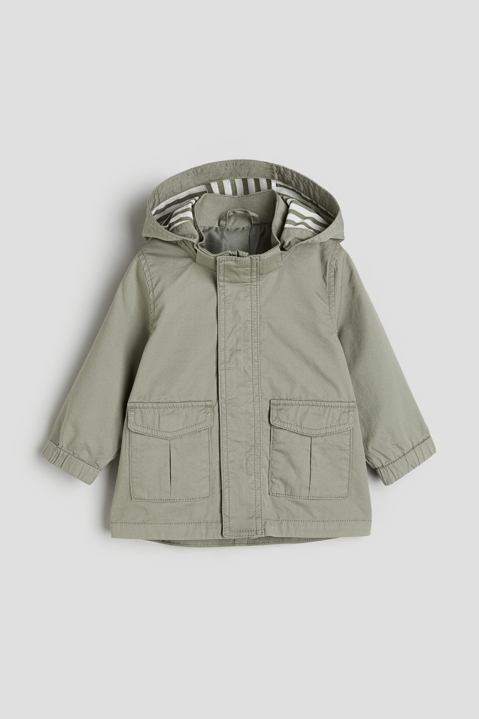 Hooded Cotton Parka - Khaki green - 1