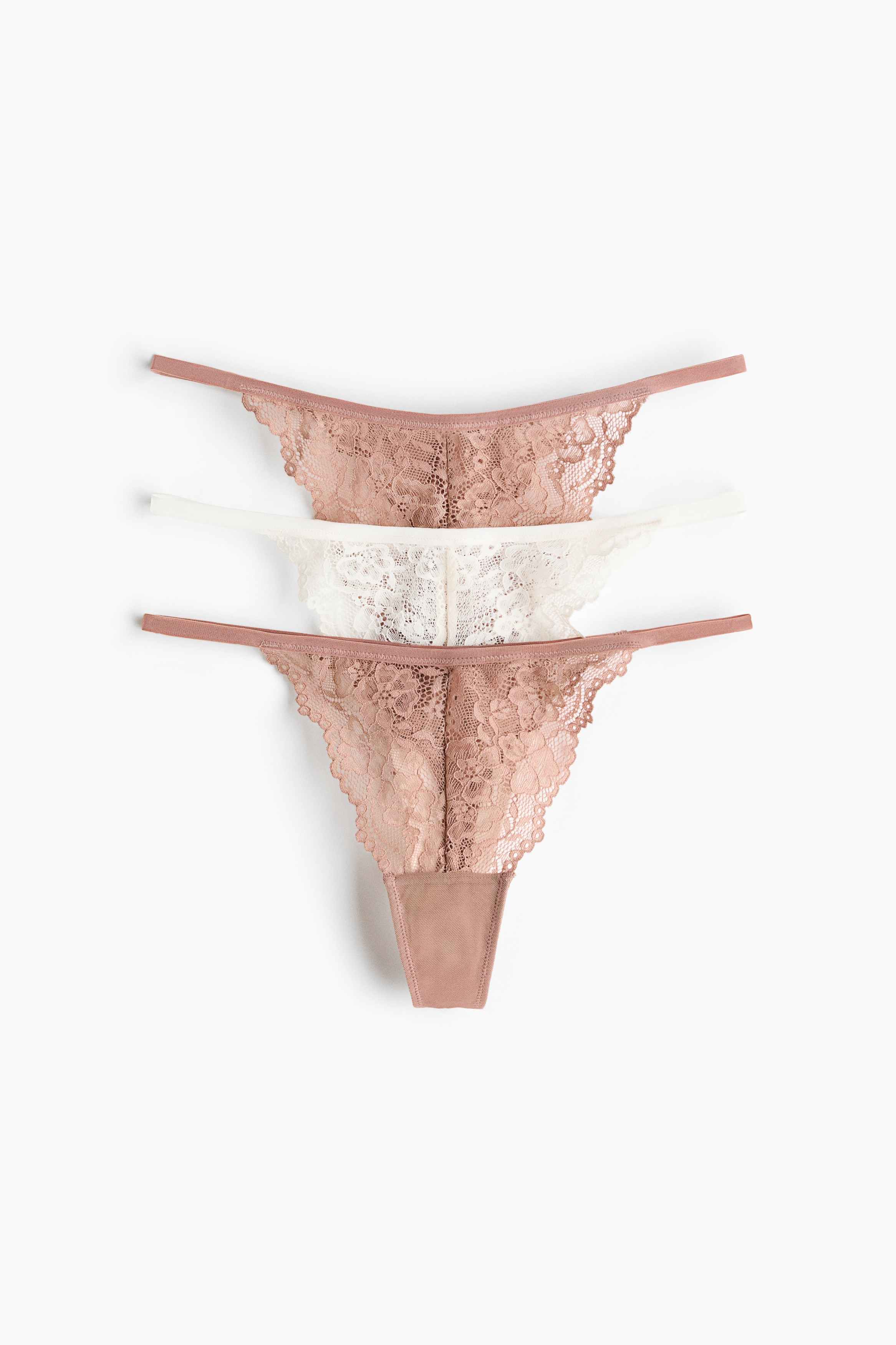 3er-Pack Tangas aus Spitze - Hellbraun/Weiß/Schwarz/White/Light pink/Black/Weiß/Schwarz