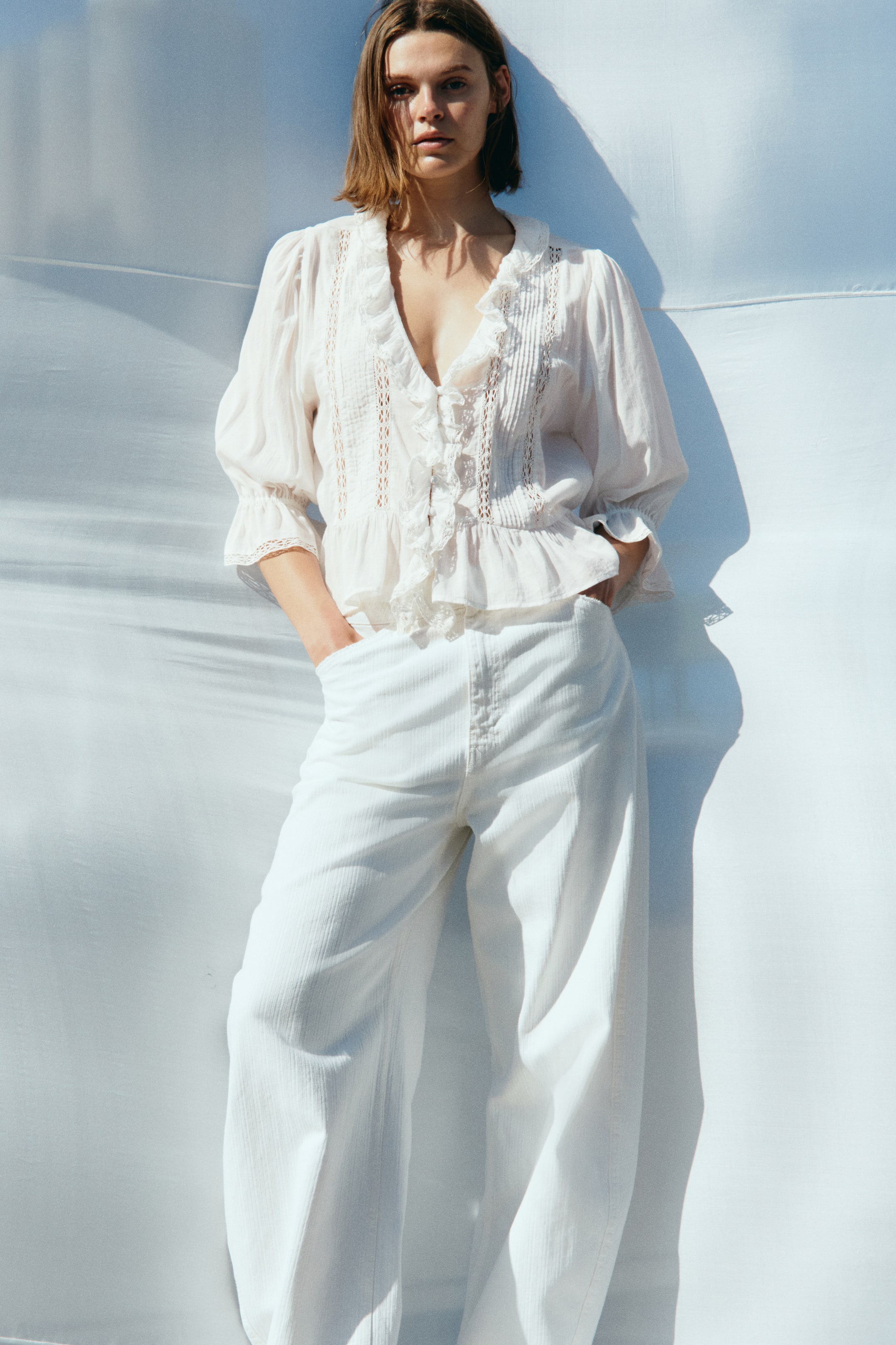 Женские блузки H&M Lace-Trimmed Blouse — фото 4
