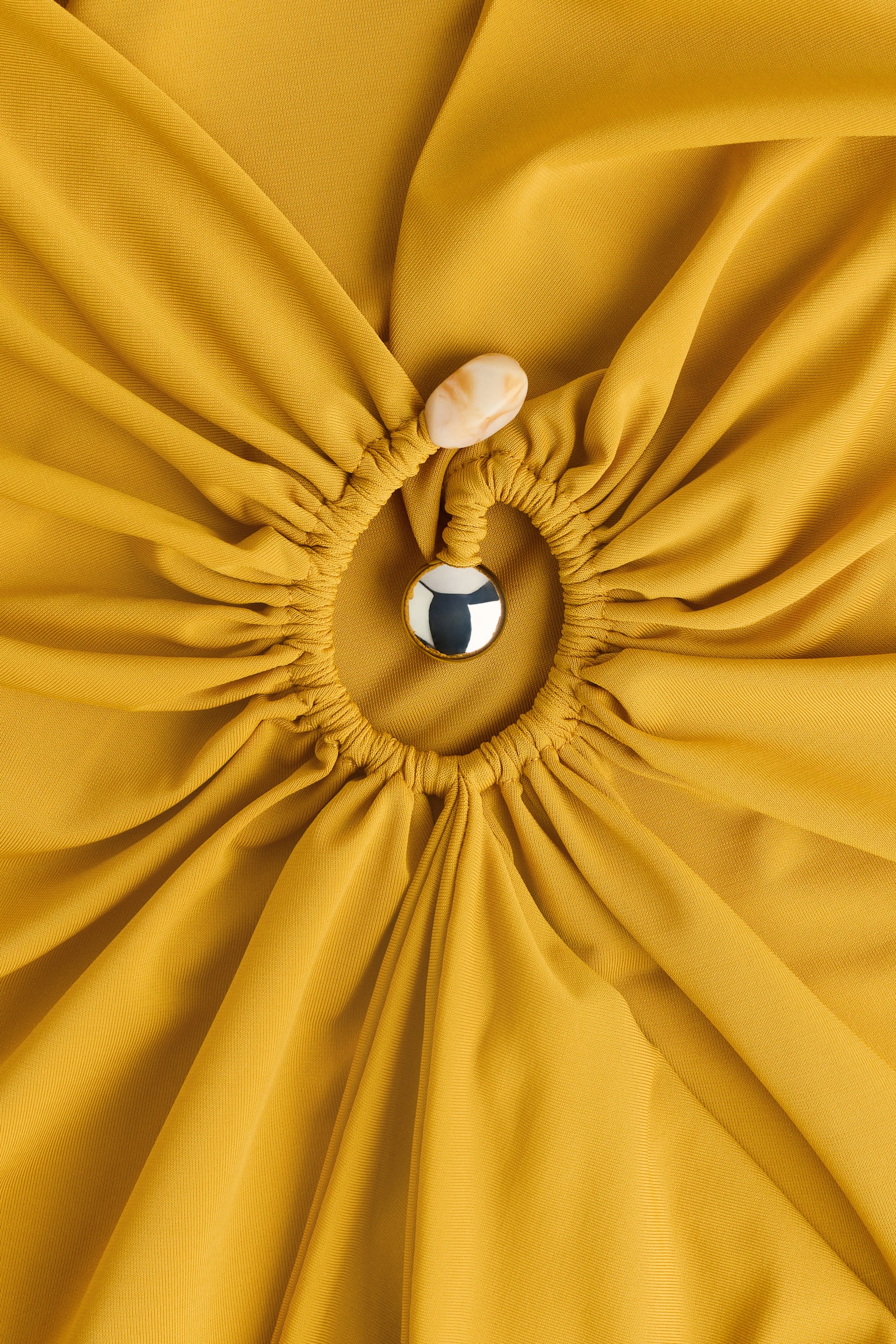 Draped boat-neck dress - Yellow - 4