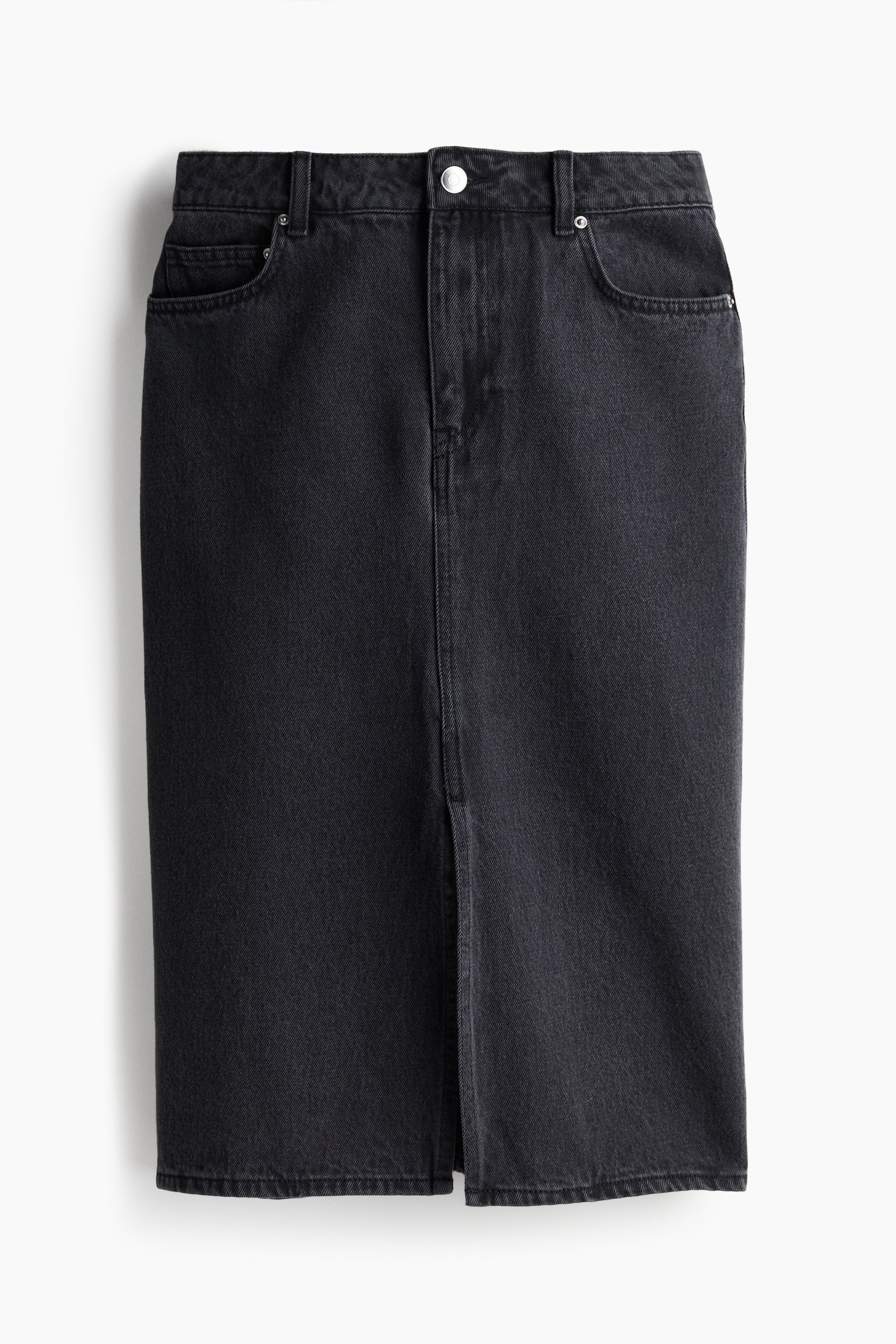 Knee-length denim skirt - Black/Dark denim blue - 2