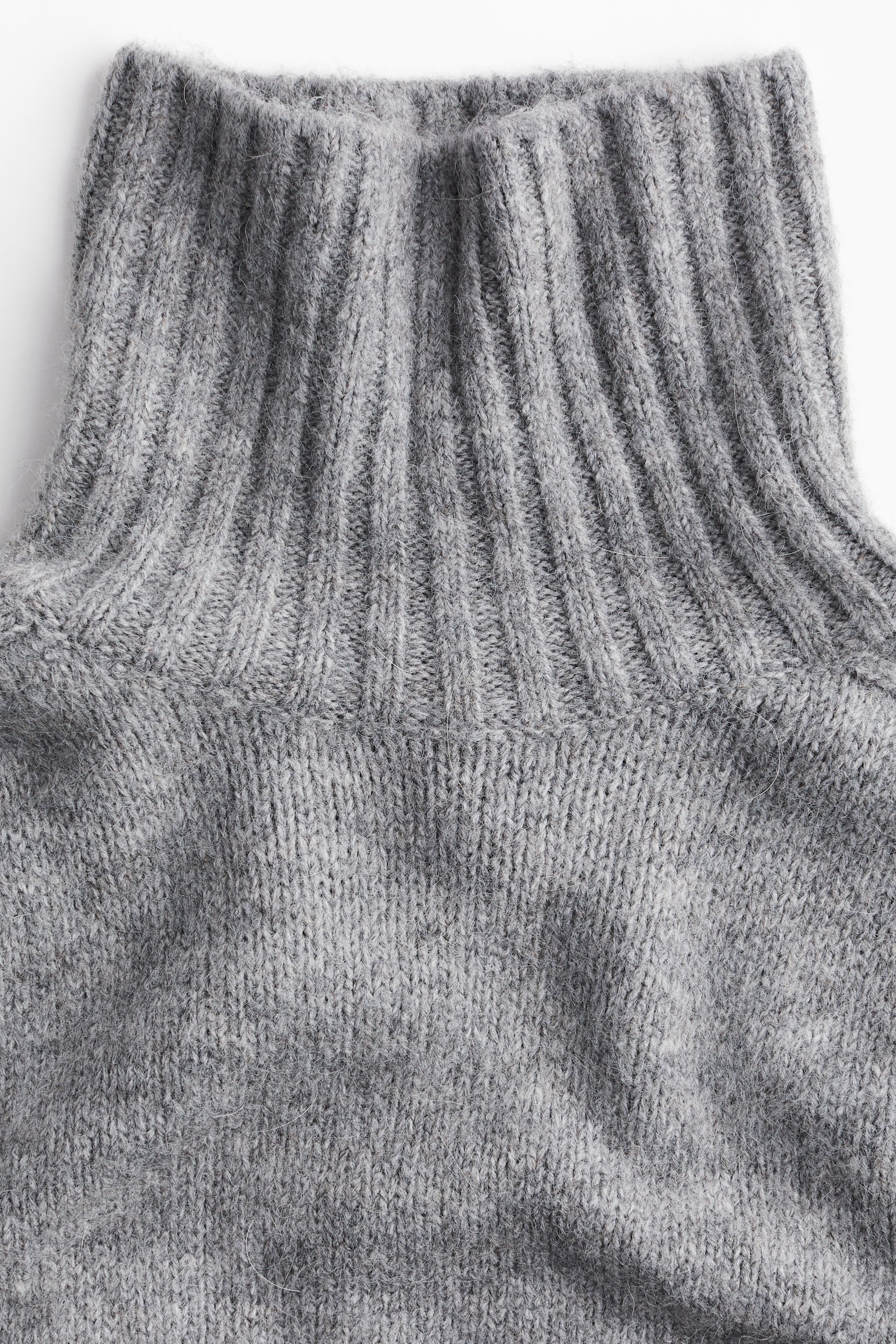 Oversized polo-neck jumper - Grey marl/Cream - 4