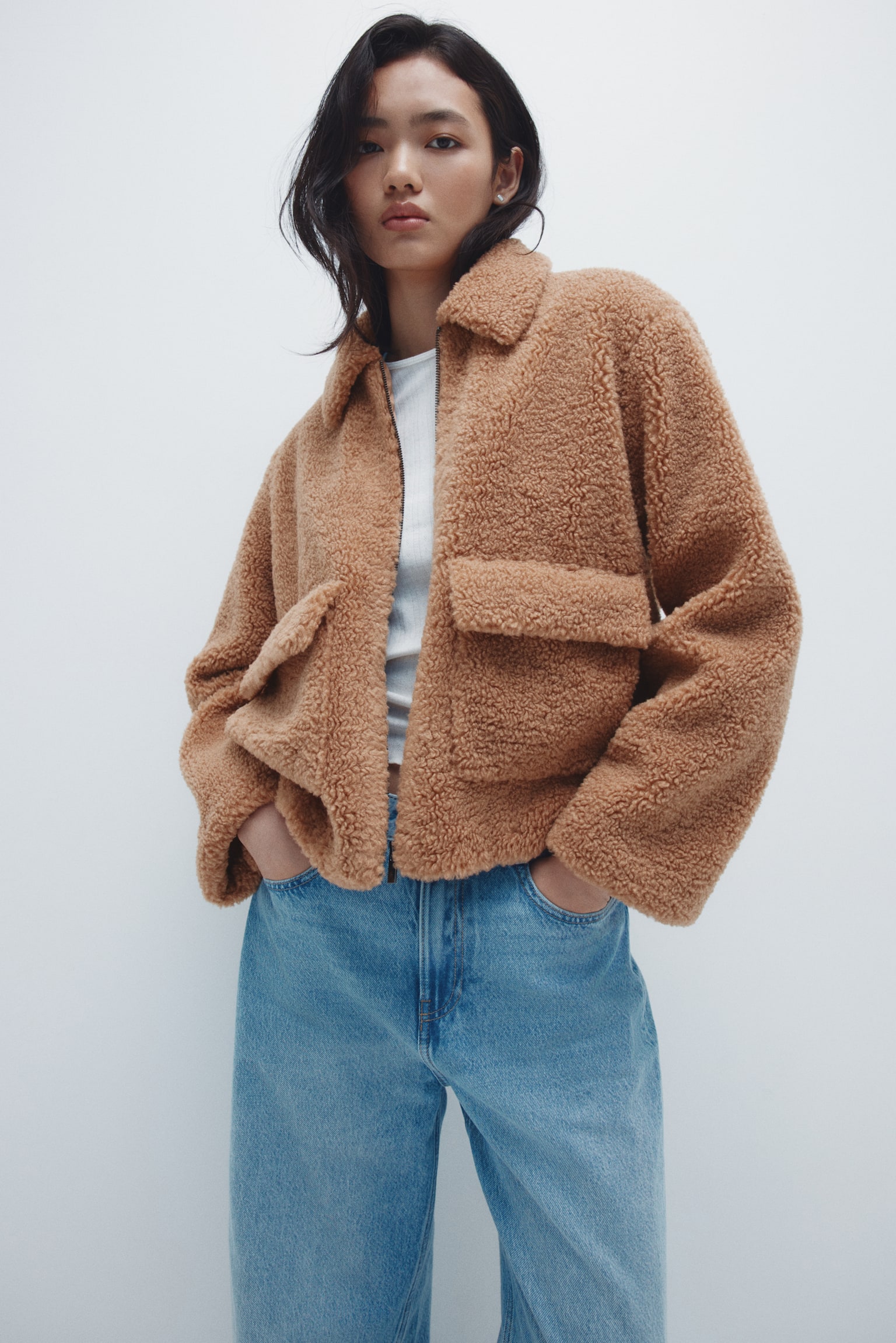 Saco en pelo sintético - Beige oscuro/Café - 4