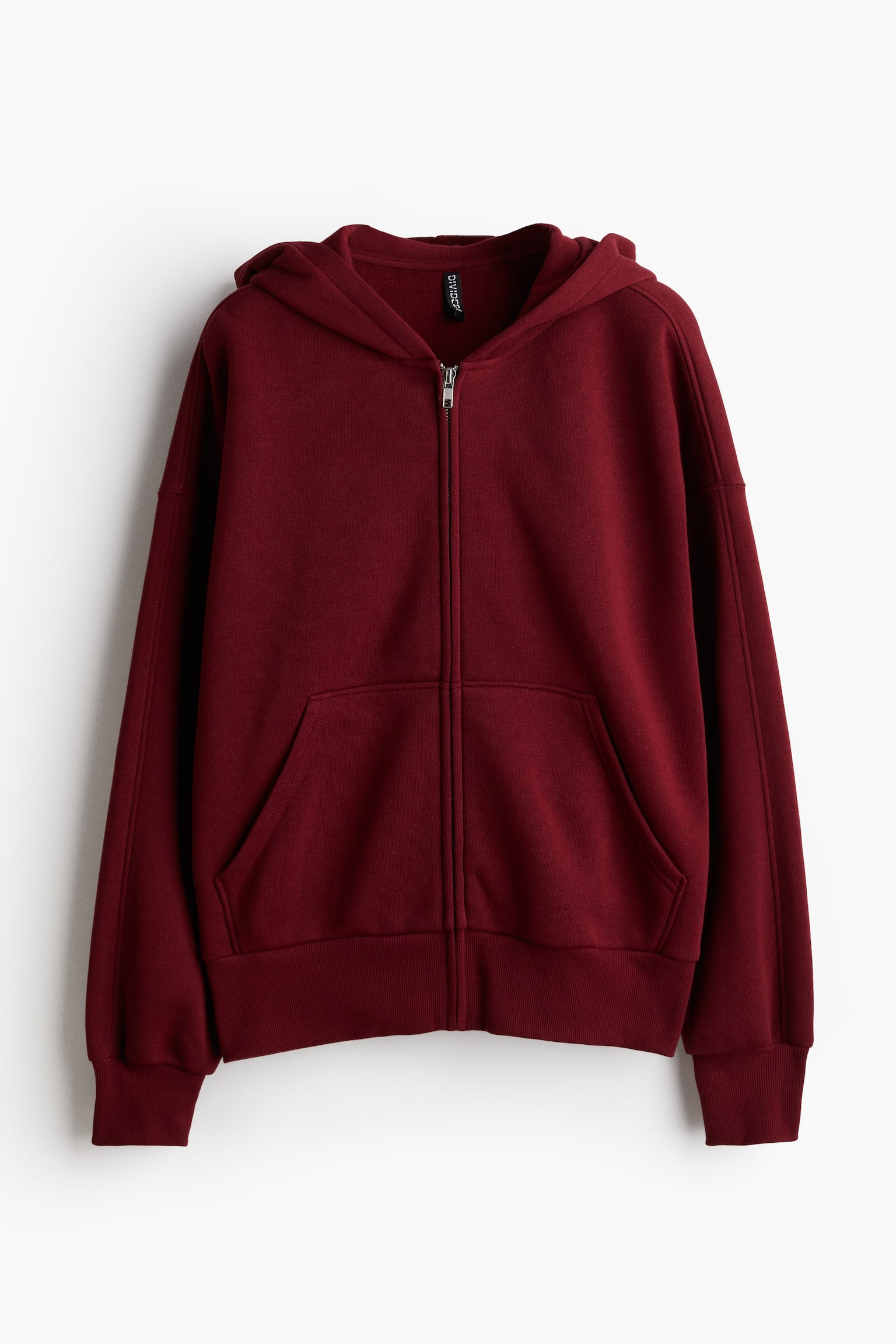 Oversized zip-through hoodie - Burgundy/Dark grey/Light beige/Light dusty pink - 2