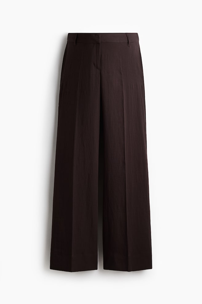 MAMA Wide tailored trousers - Dark brown/White - 1