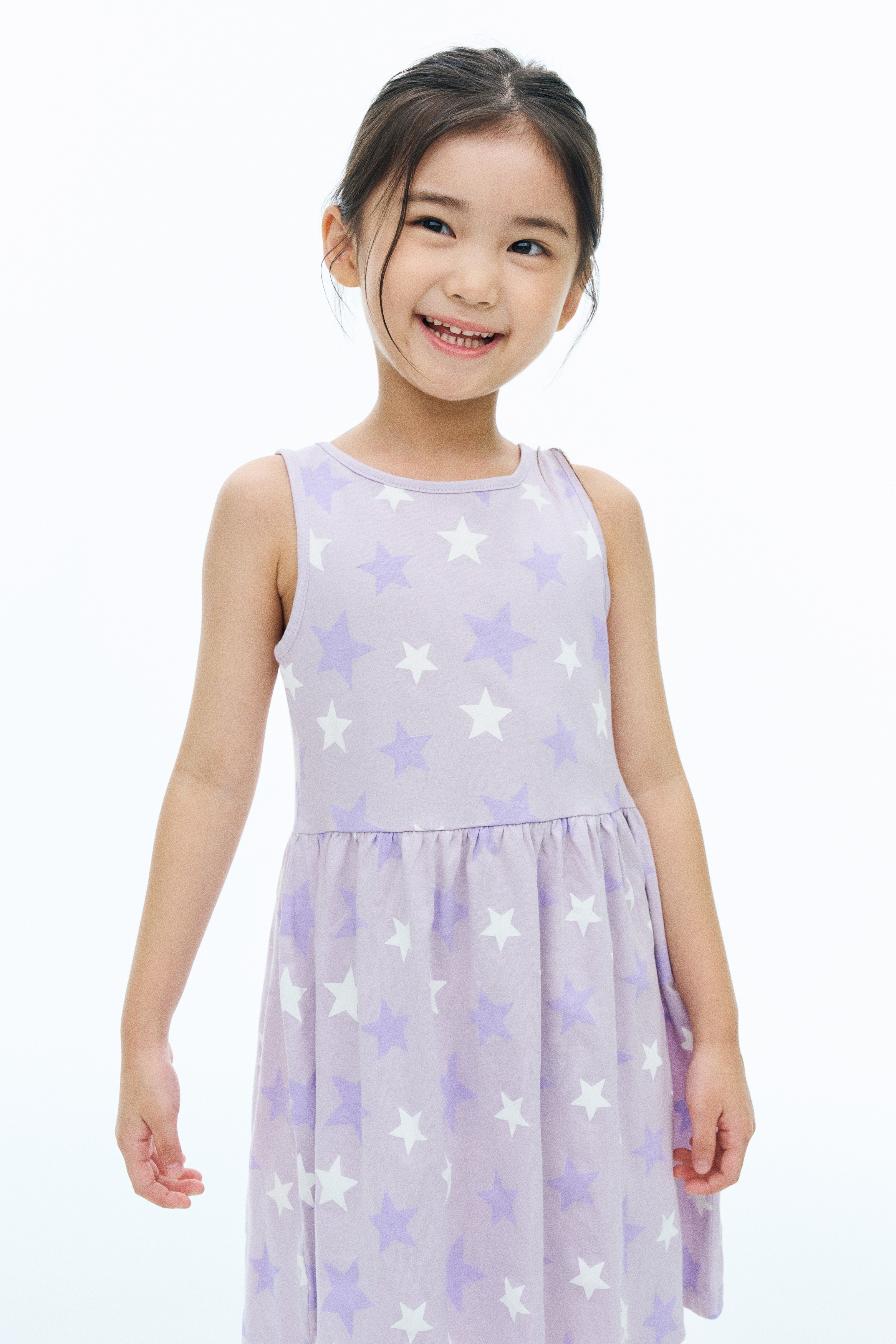 Váy cotton in hình - Màu tím nhạt/Ngôi sao/Màu hồng nhạt/Trái tim/Màu xanh dương nhạt/Bông tuyết/Màu be nhạt/Ngôi sao