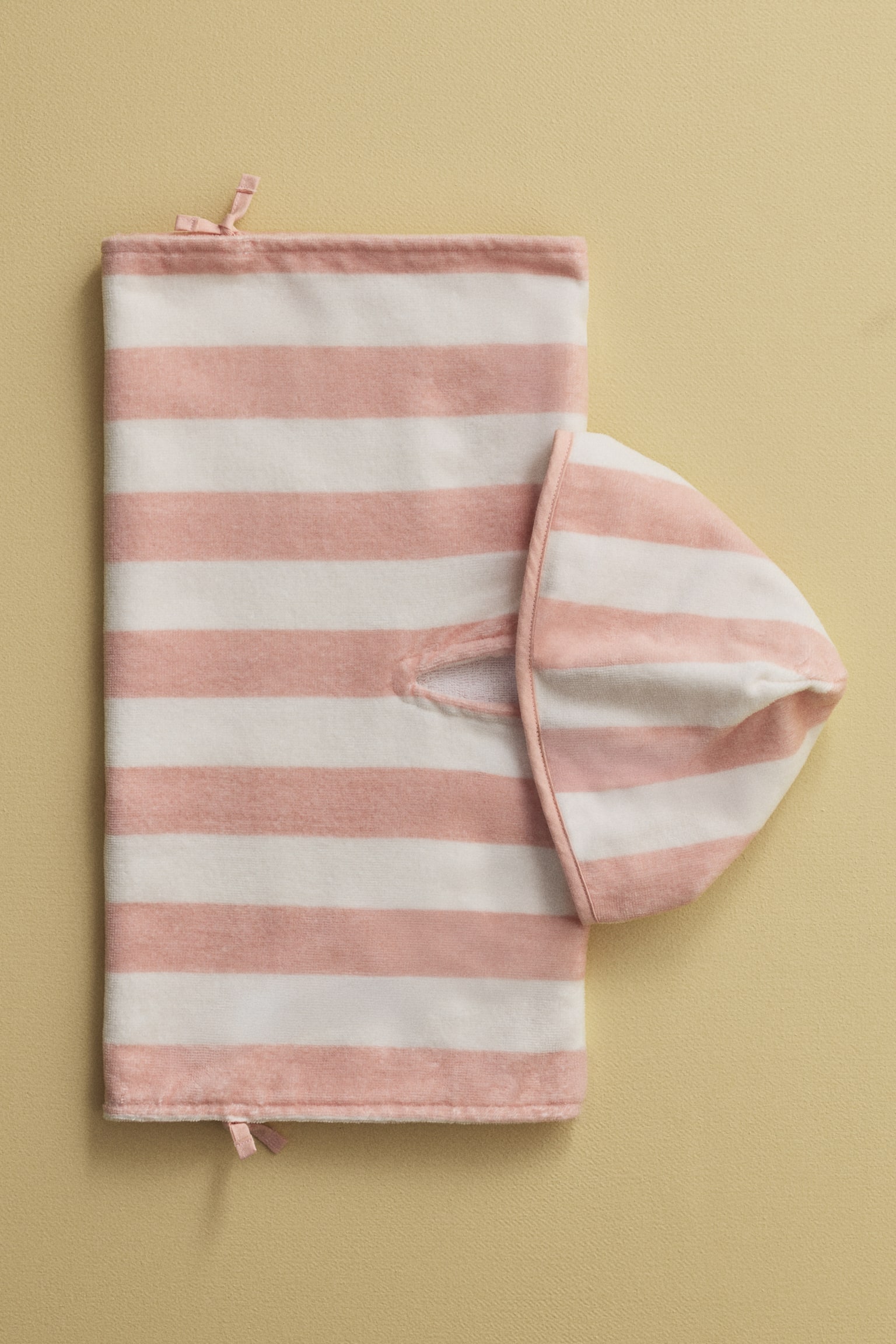 Рушник-пончо для немовлят - Світло-рожевий/смужки/Бежевий/смужки/Зелений/смужки - 2