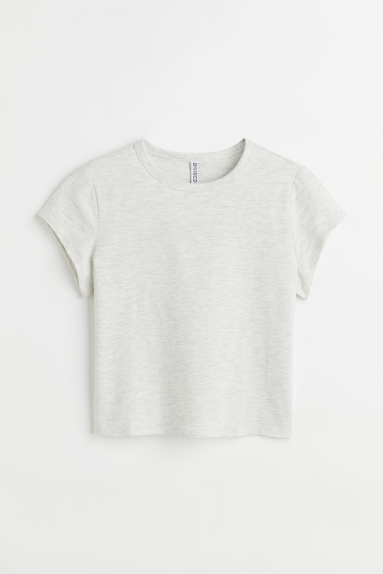 Cotton Jersey T-shirt - Round Neck - Short sleeve - Light gray melange ...